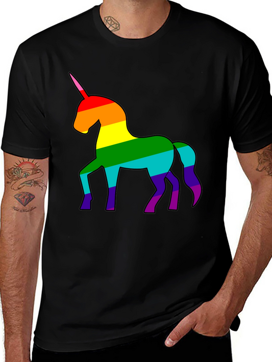 Rainbow Unicorn Graphic T-Shirt - Black Cotton Tee