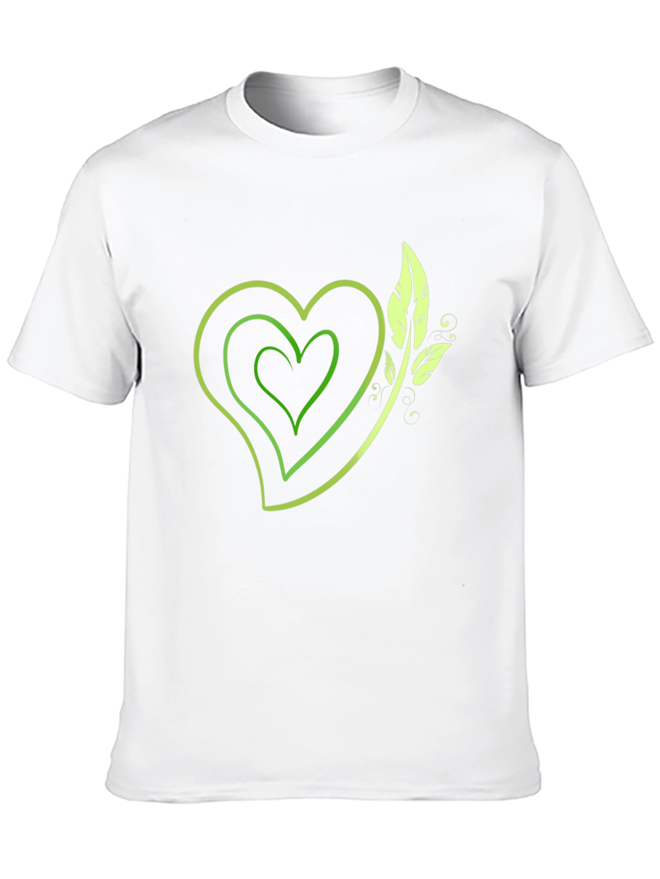 Green Heart & Leaf Graphic Black T-Shirt