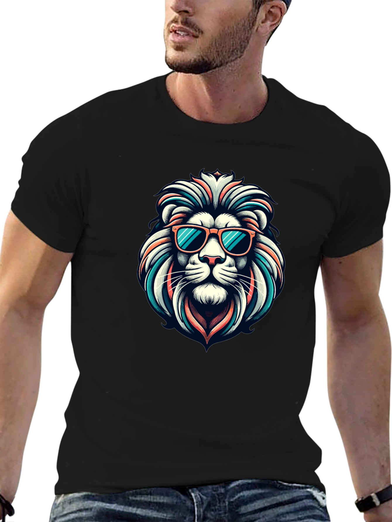 Cool Lion Graphic Tee - Black T-Shirt
