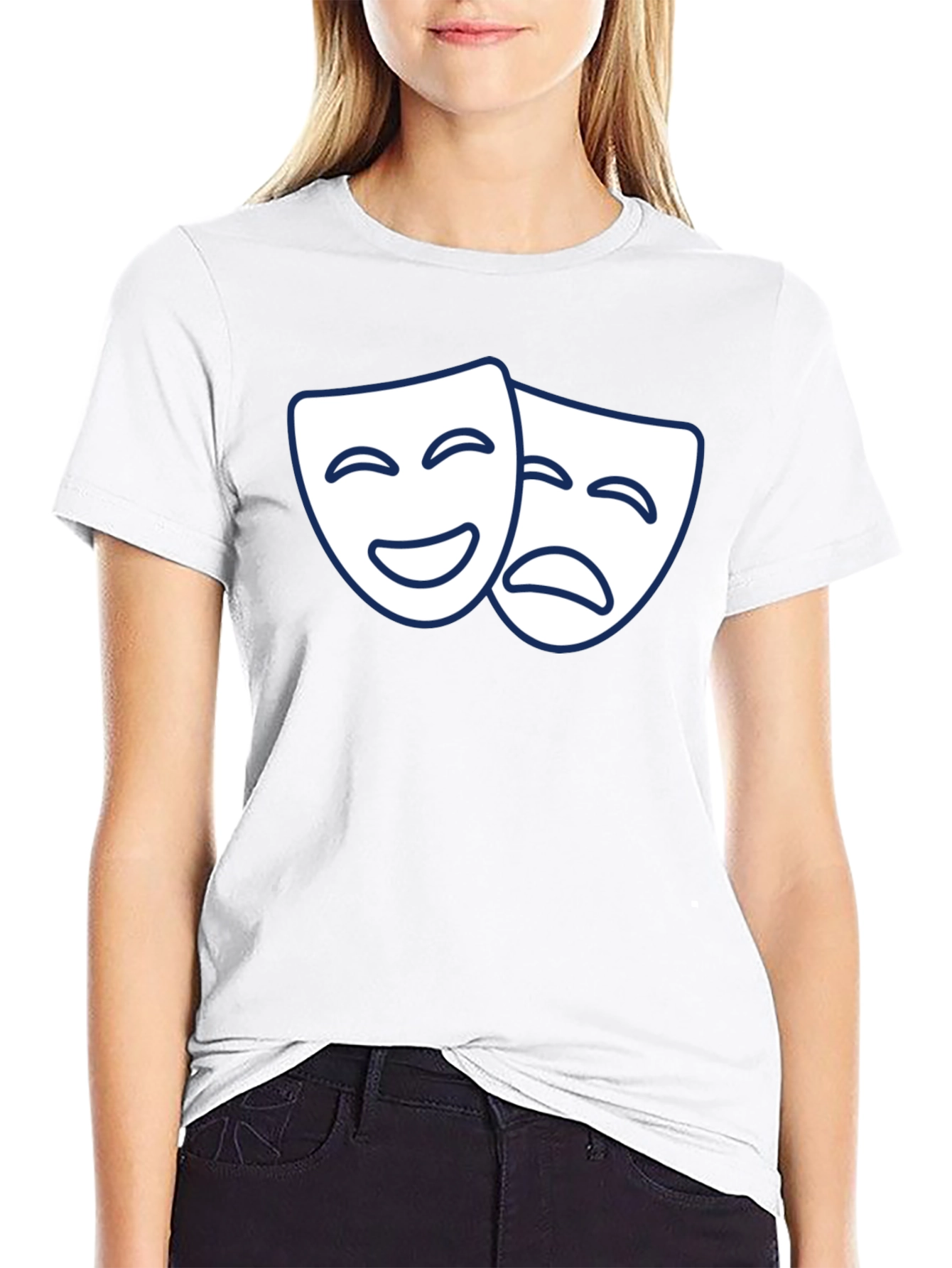 Comedy Tragedy Masks Graphic T-Shirt - Black