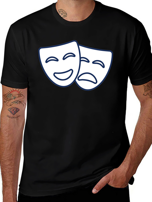 Comedy Tragedy Masks Graphic T-Shirt - Black