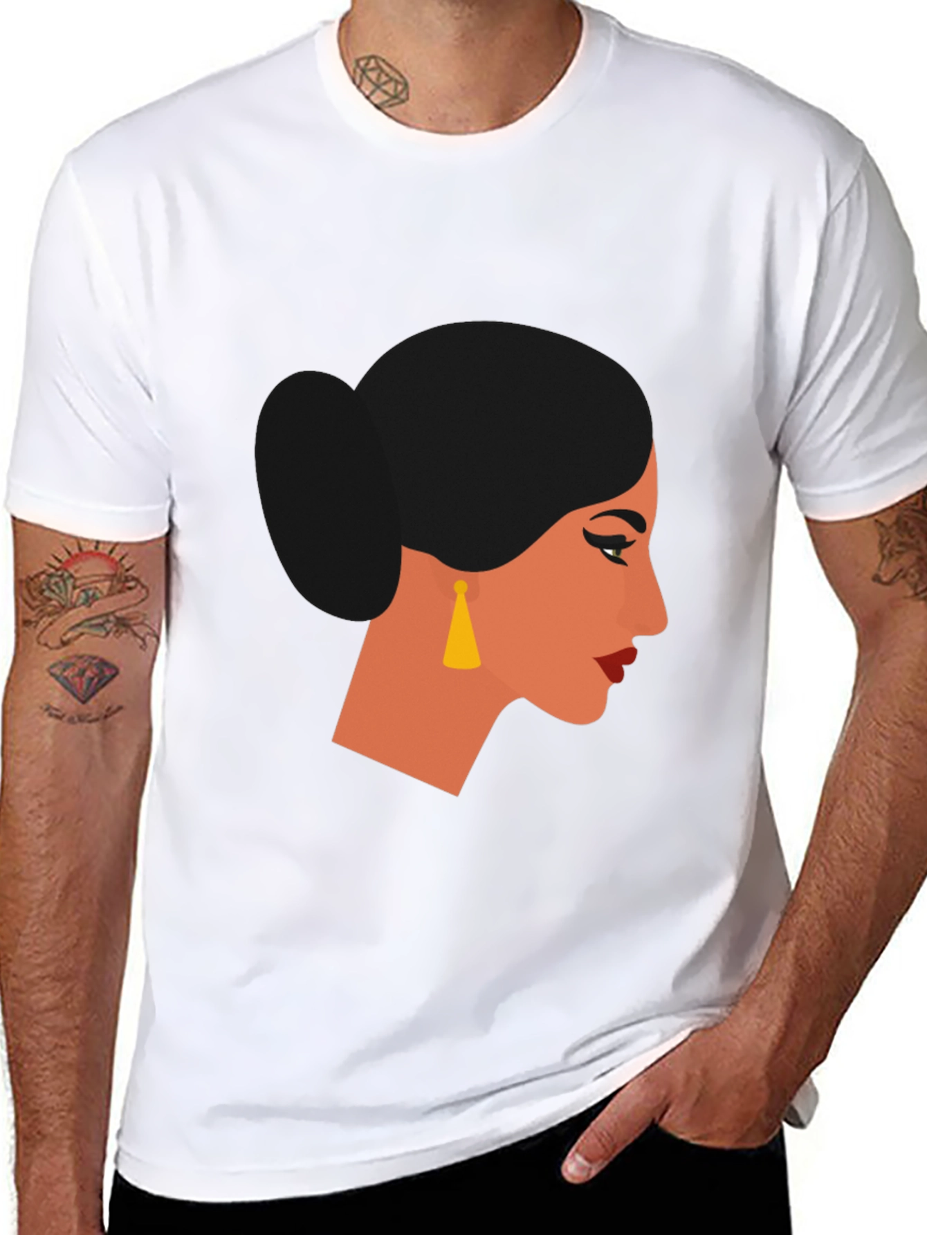 Woman Portrait Graphic Black T-Shirt