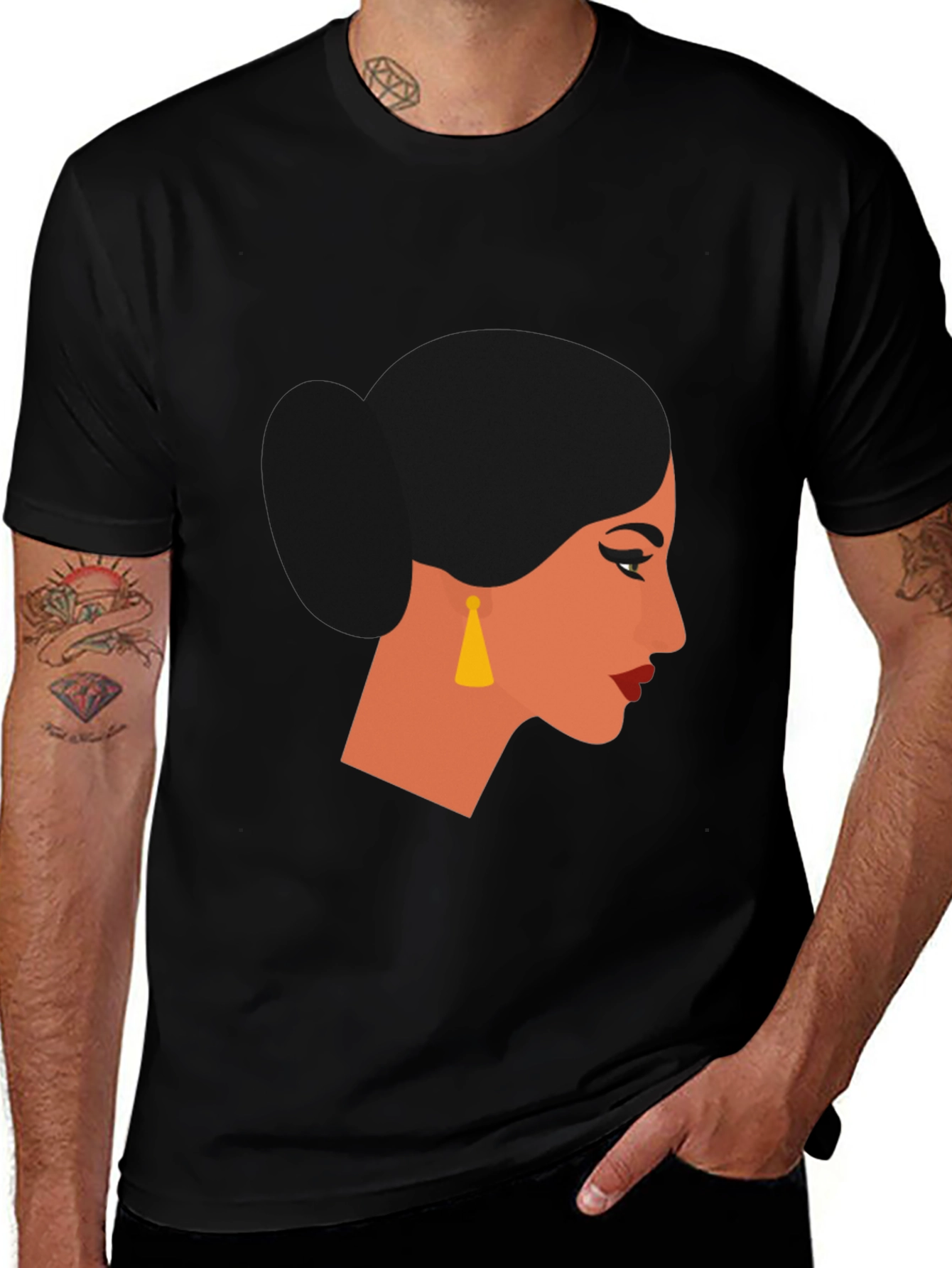 Woman Portrait Graphic Black T-Shirt