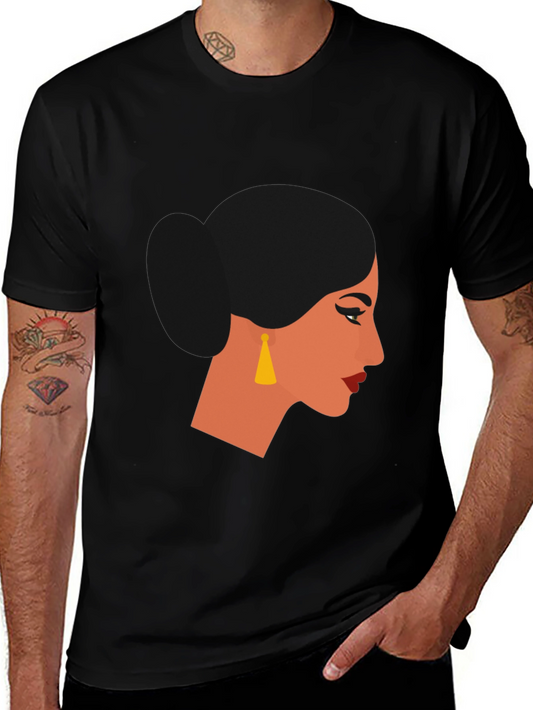 Woman Portrait Graphic Black T-Shirt