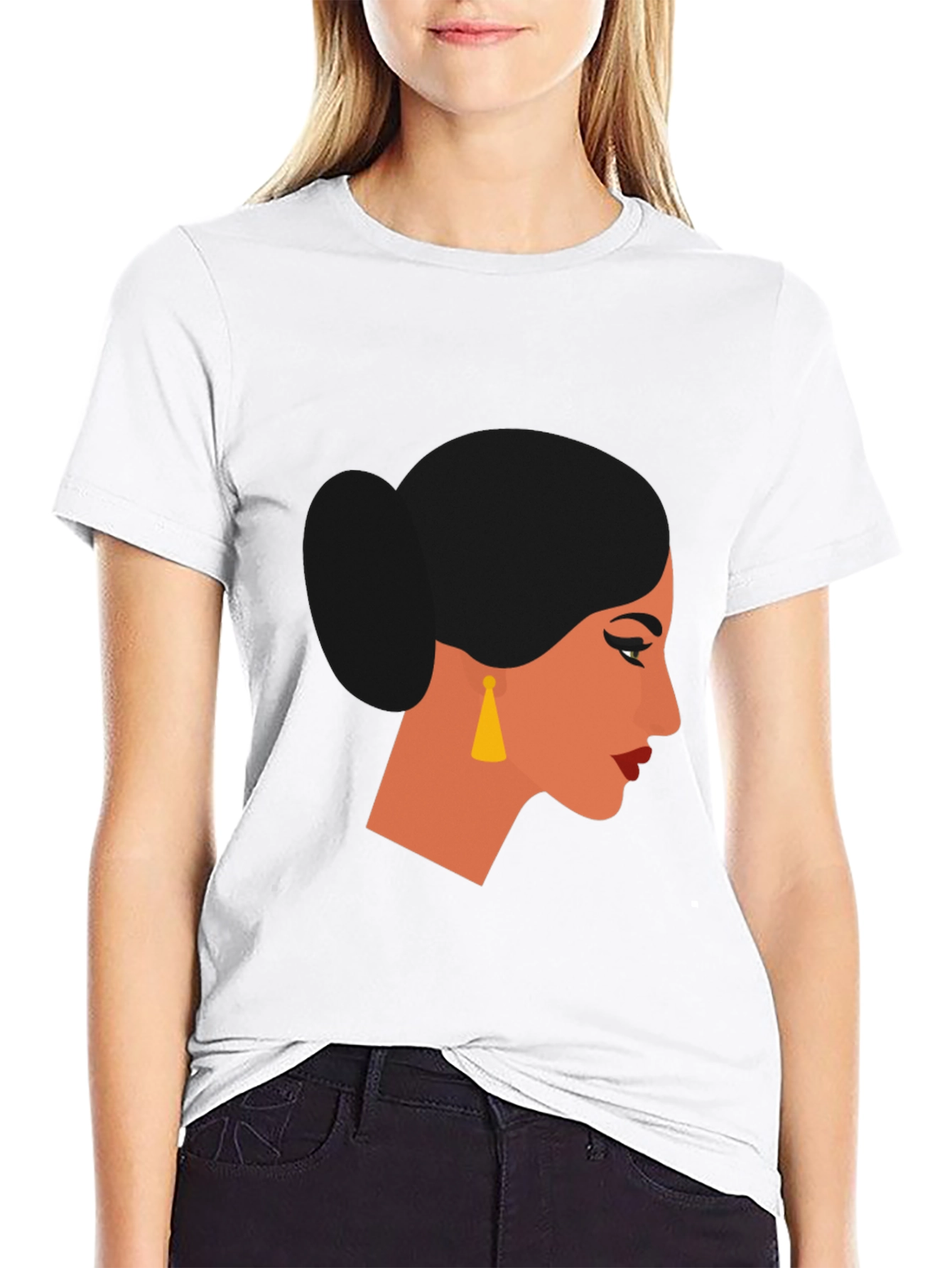 Woman Portrait Graphic Black T-Shirt