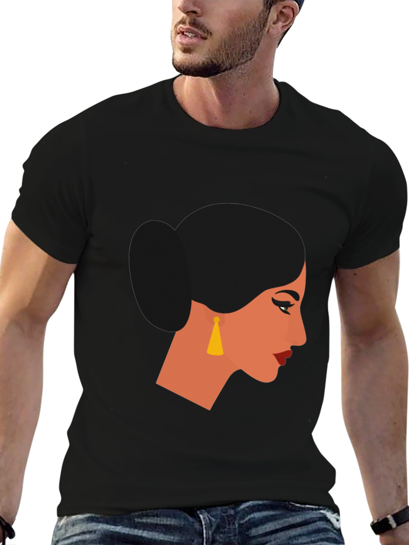 Woman Portrait Graphic Black T-Shirt