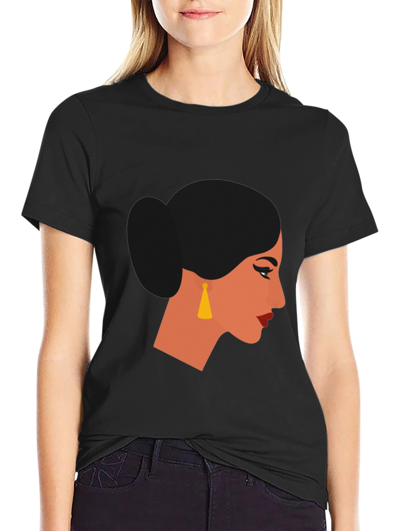 Woman Portrait Graphic Black T-Shirt