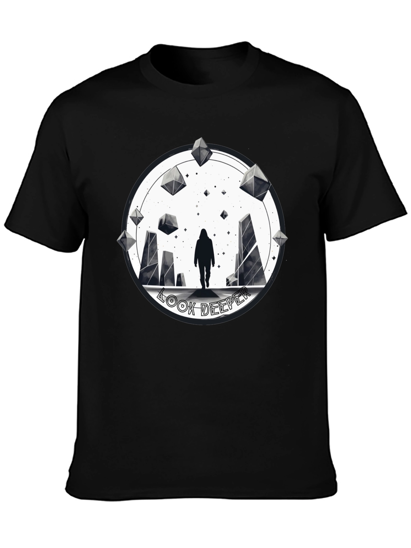 Look Deeper Graphic Tee - Stylish Black T-Shirt