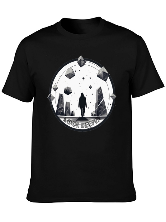 Look Deeper Graphic Tee - Stylish Black T-Shirt