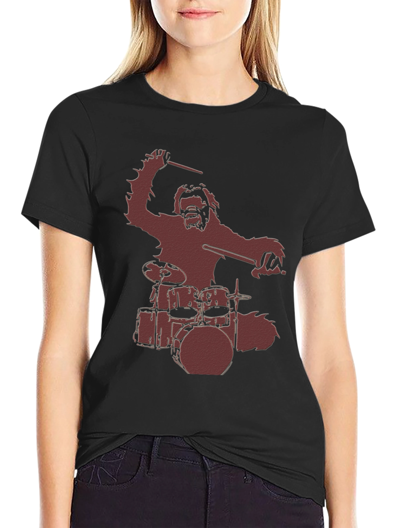 Sasquatch Drummer Graphic T-Shirt - Black