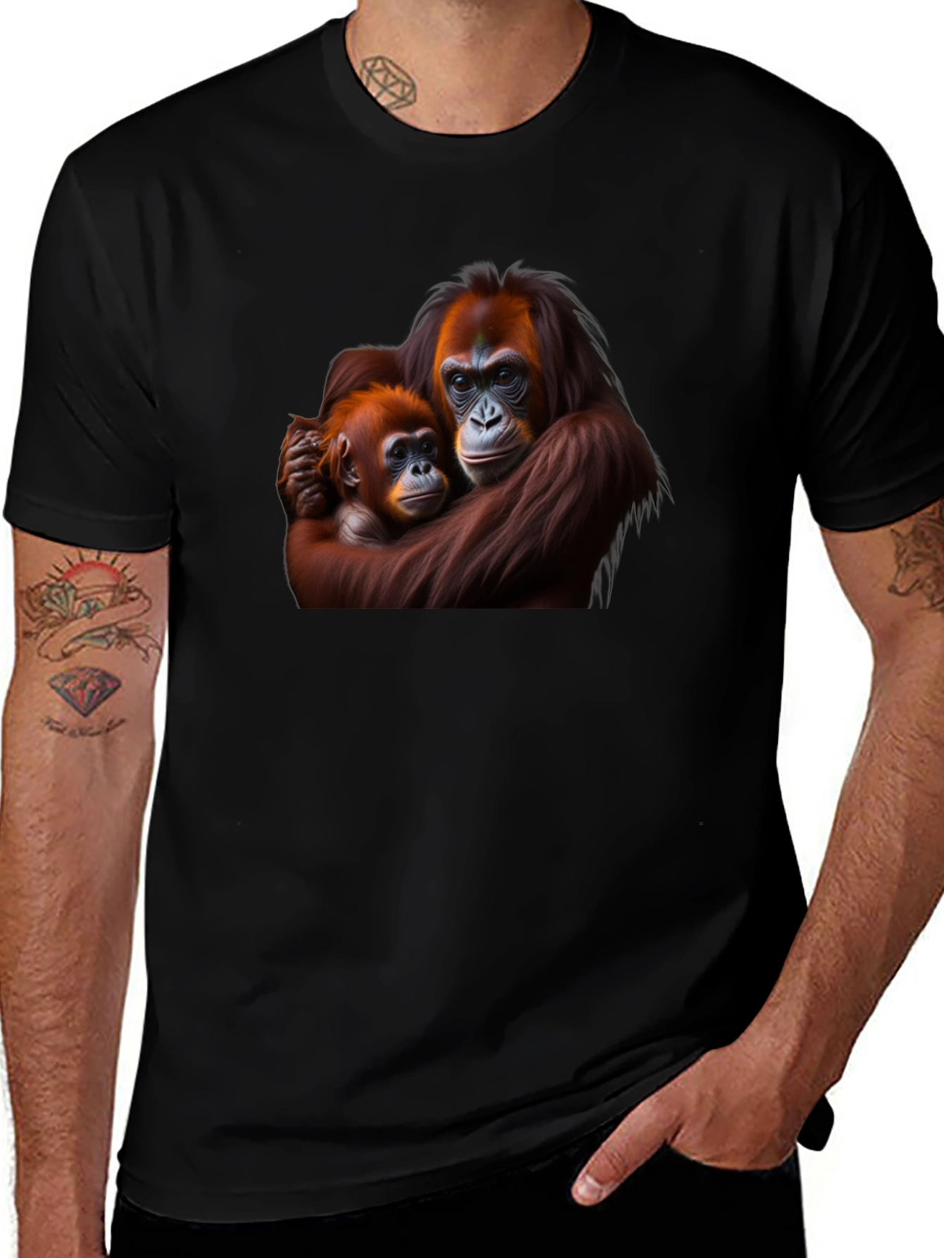 Orangutan Mother and Baby Graphic T-Shirt