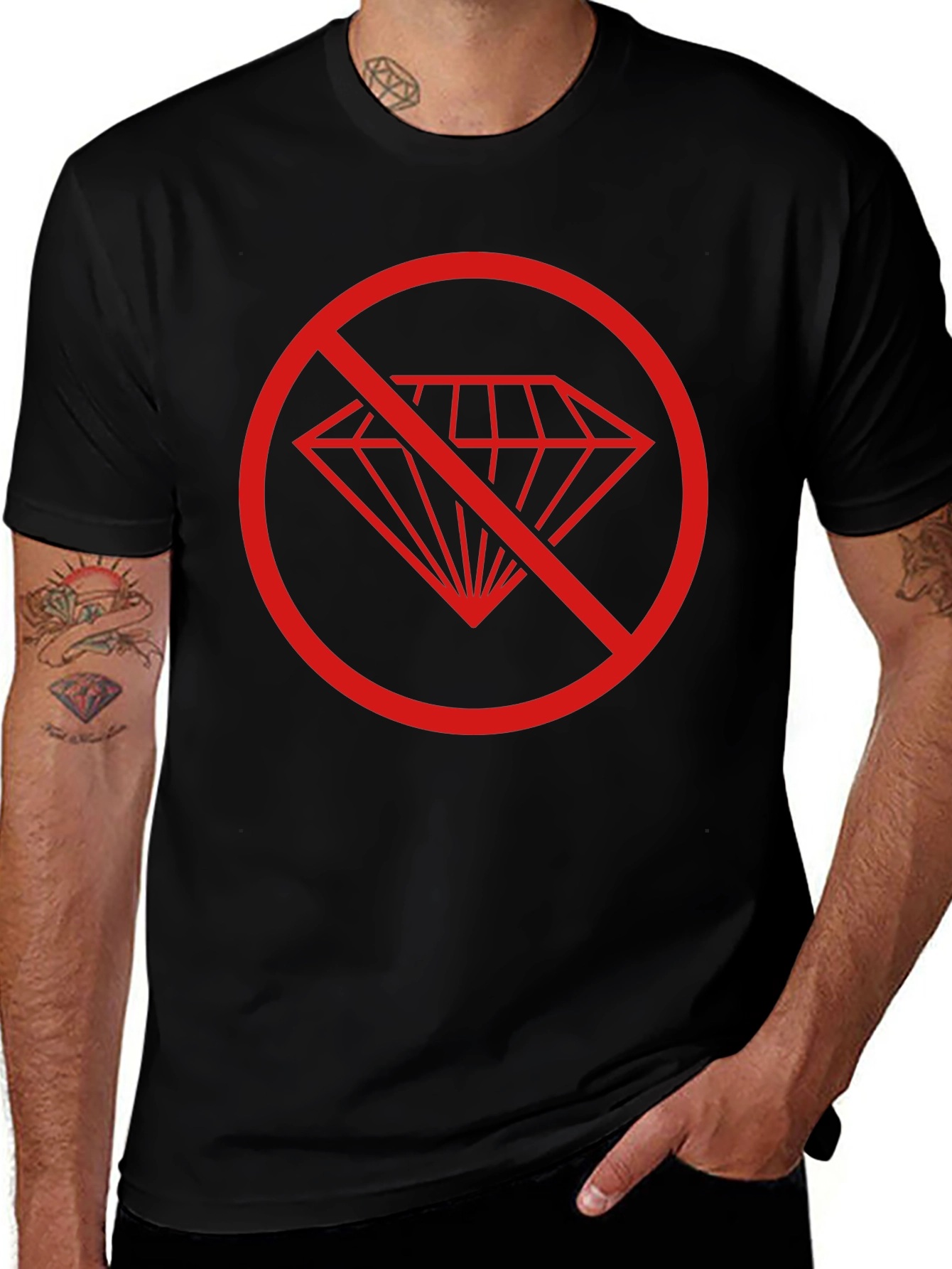 No Diamonds Black T-Shirt - Stylish Graphic Tee