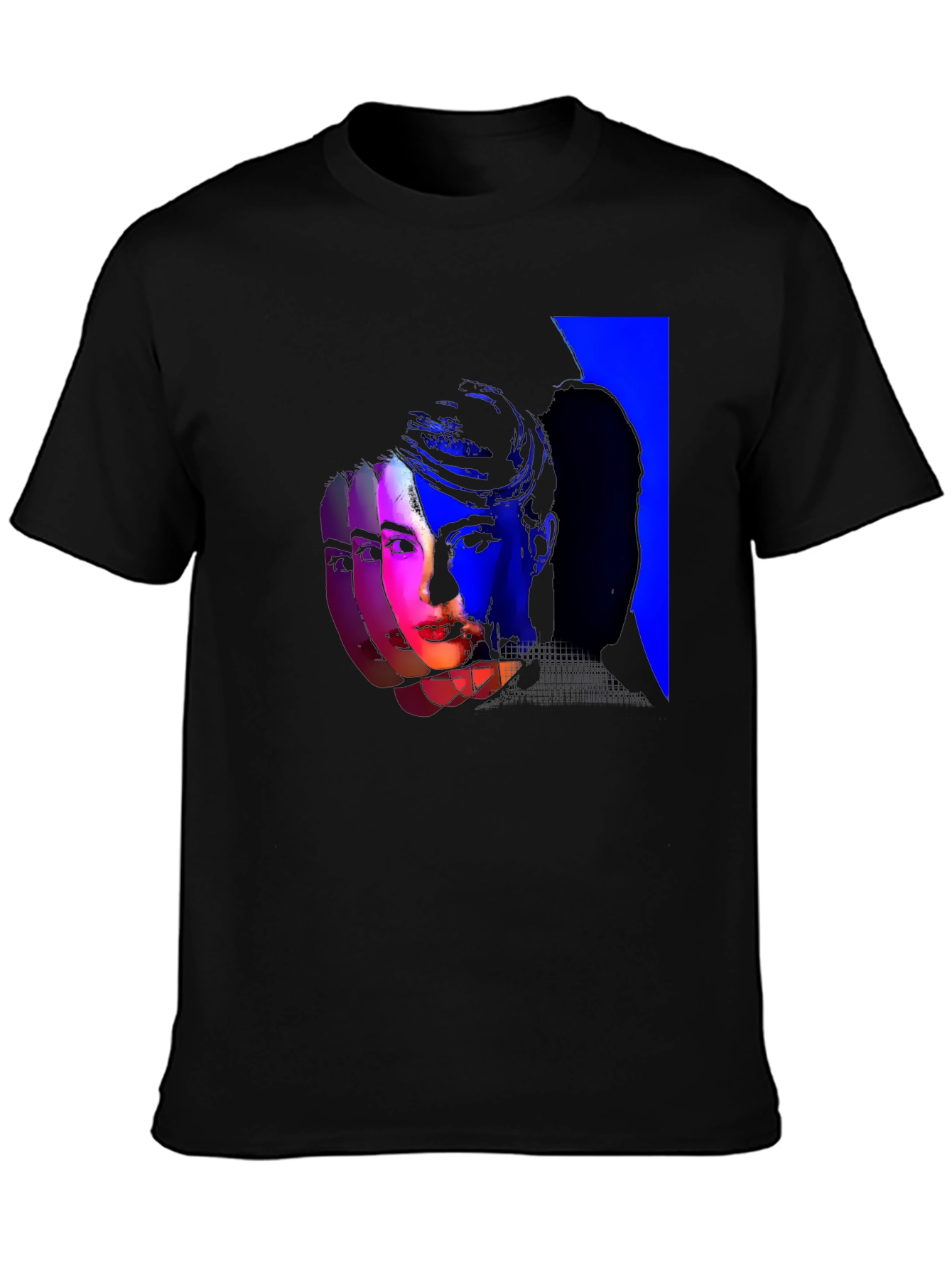 Artistic Portrait Graphic Print Black T-Shirt