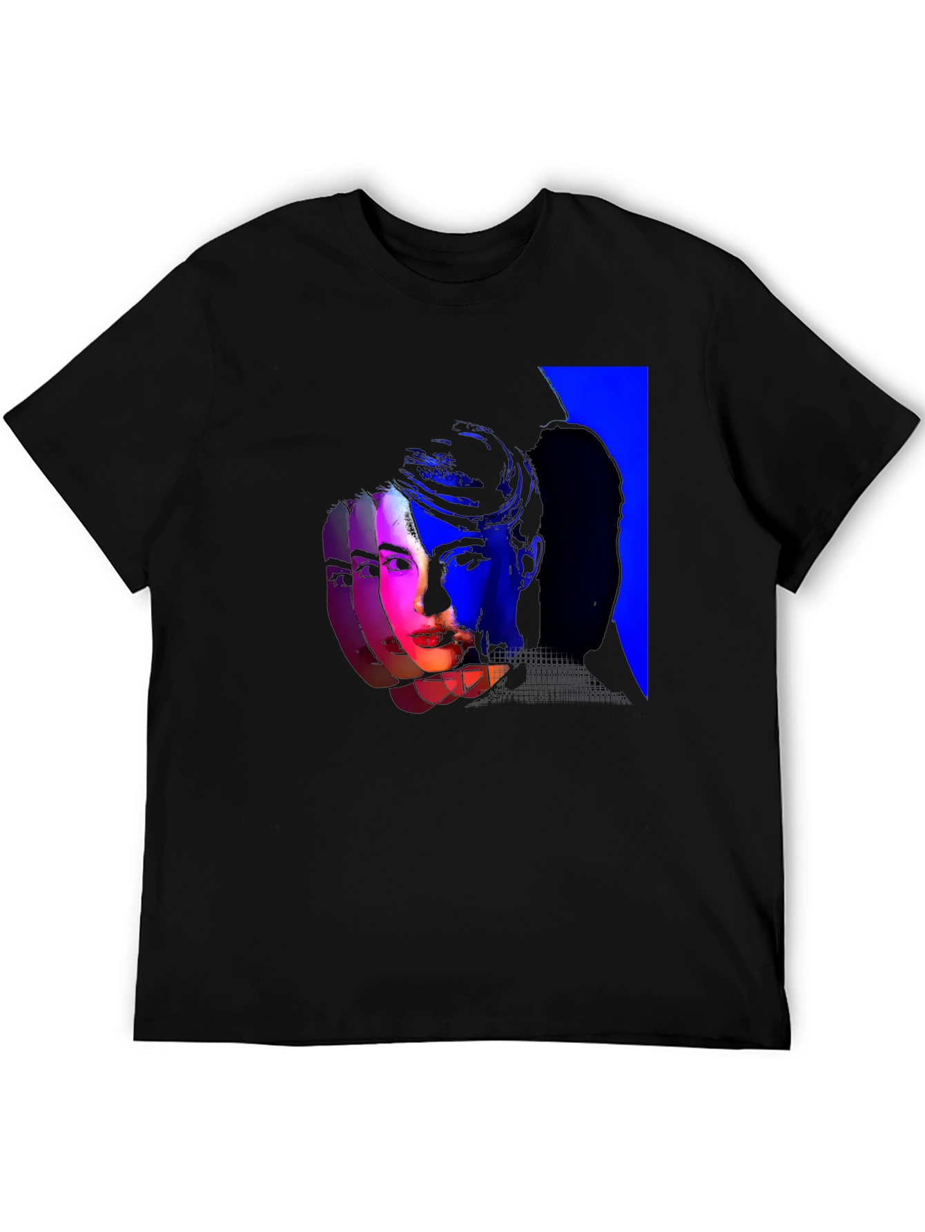 Artistic Portrait Graphic Print Black T-Shirt