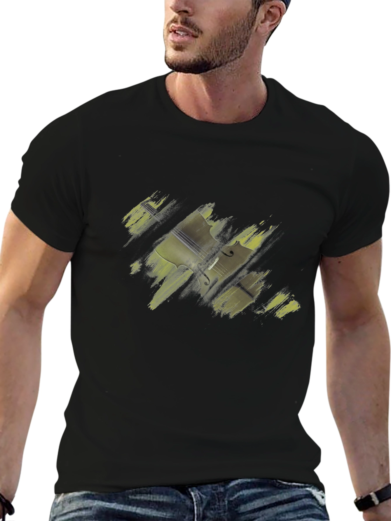 Abstract Cello Graphic Tee - Modern Art Style