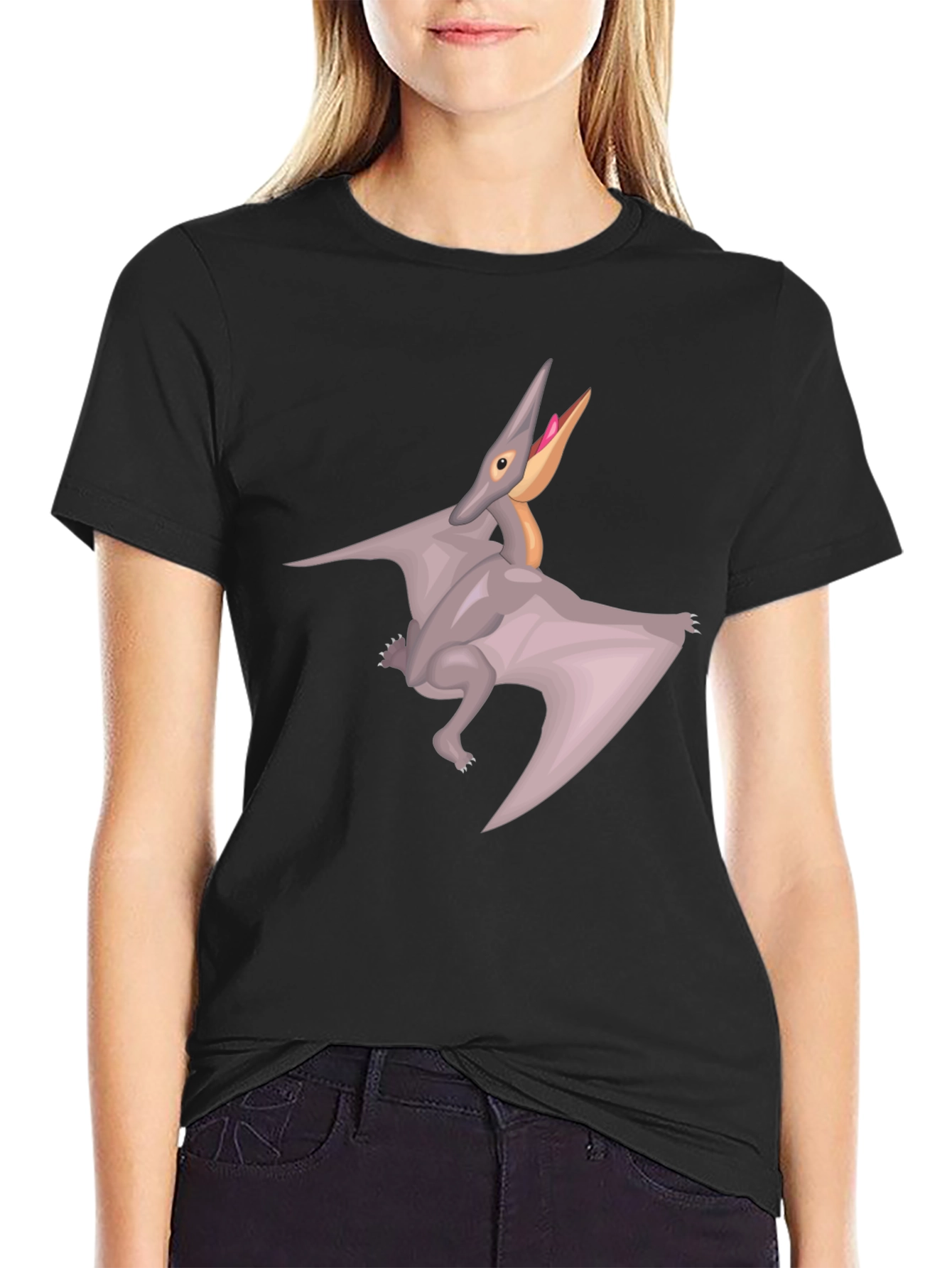 Pterodactyl Graphic T-Shirt - Black Dinosaur Tee