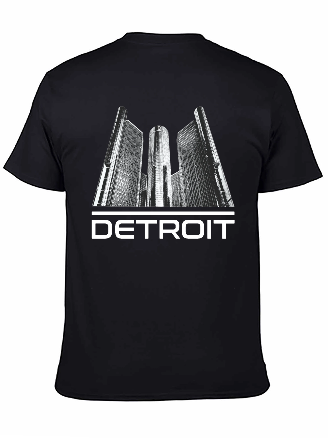 Detroit Cityscape Graphic Tee - Black Cotton T-Shirt