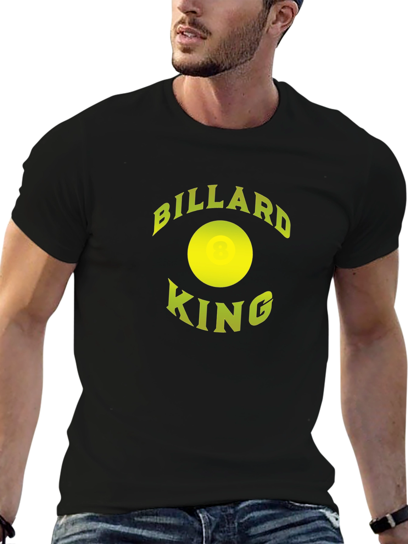 Billiard King Graphic Tee - Black Cotton T-Shirt