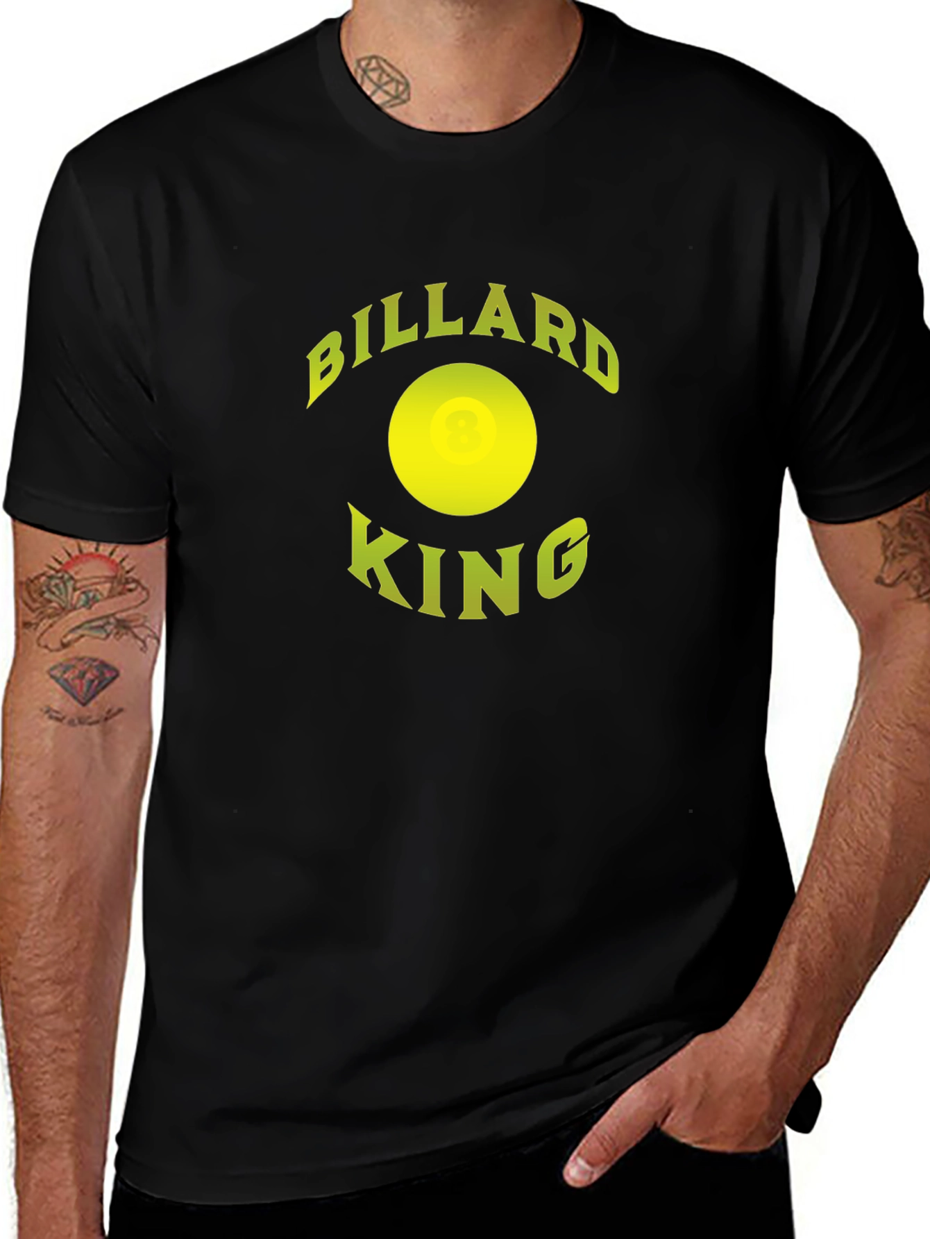 Billiard King Graphic Tee - Black Cotton T-Shirt