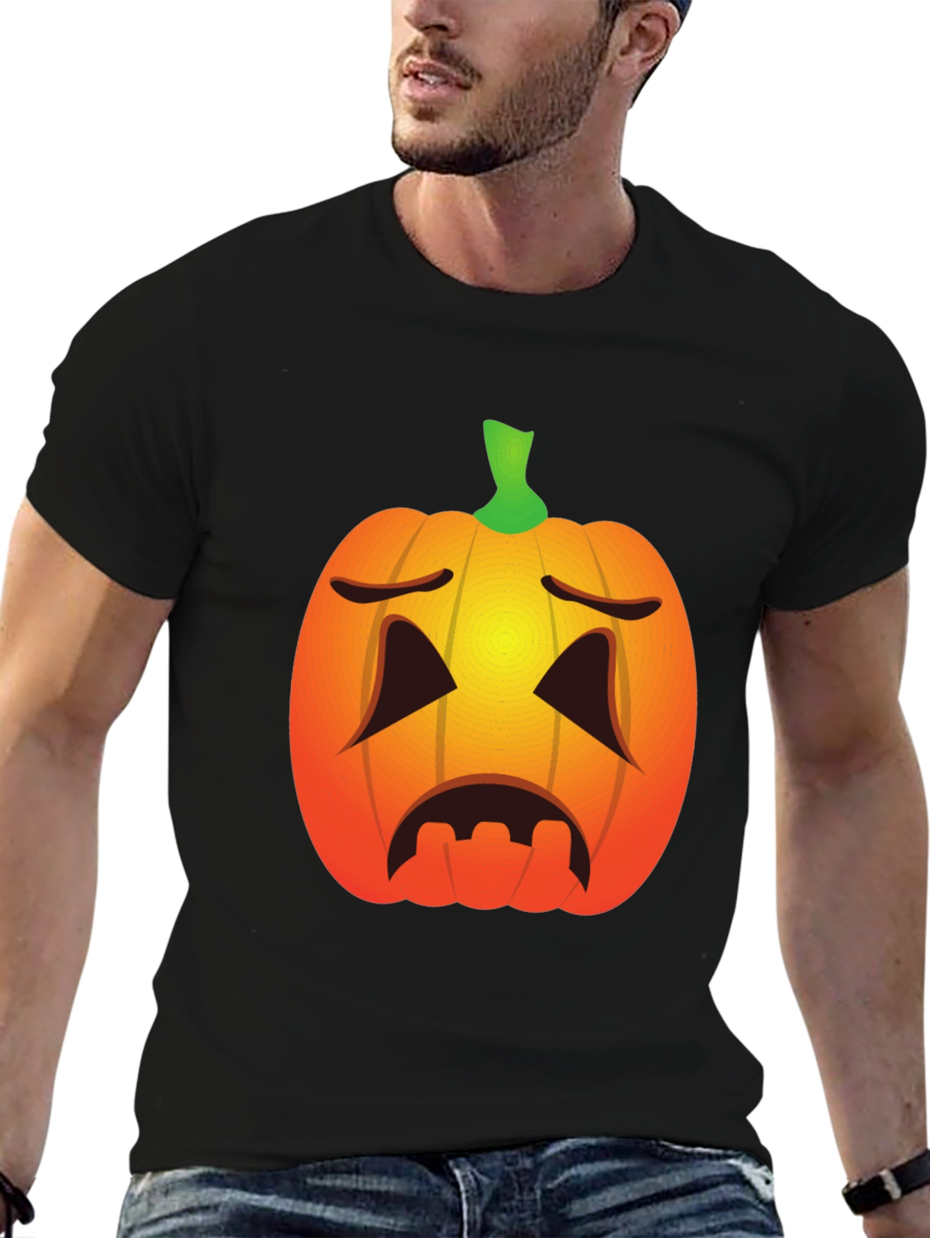 Sad Pumpkin Face Halloween T-Shirt