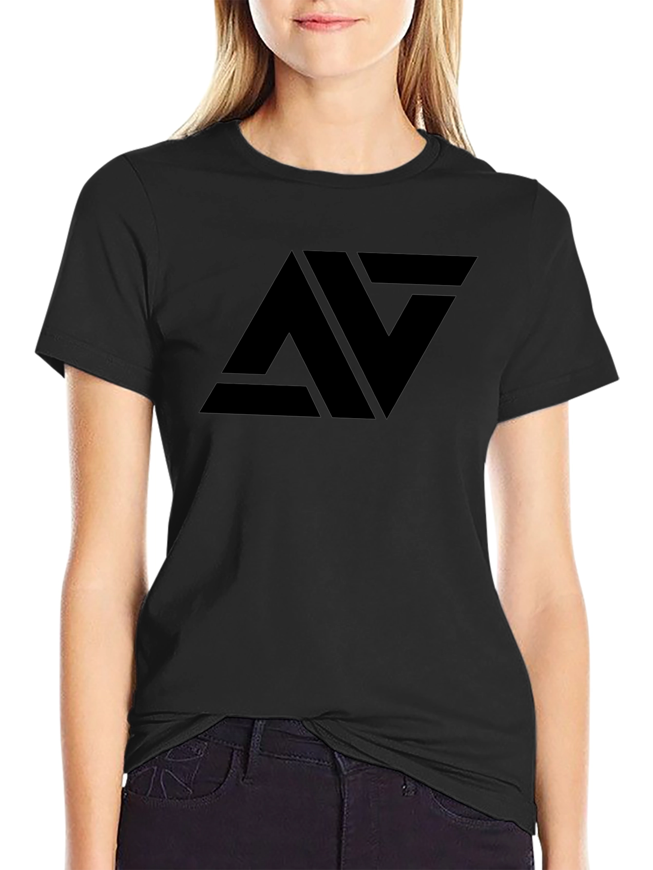 Mens Black T-Shirt with Bold Abstract Graphic