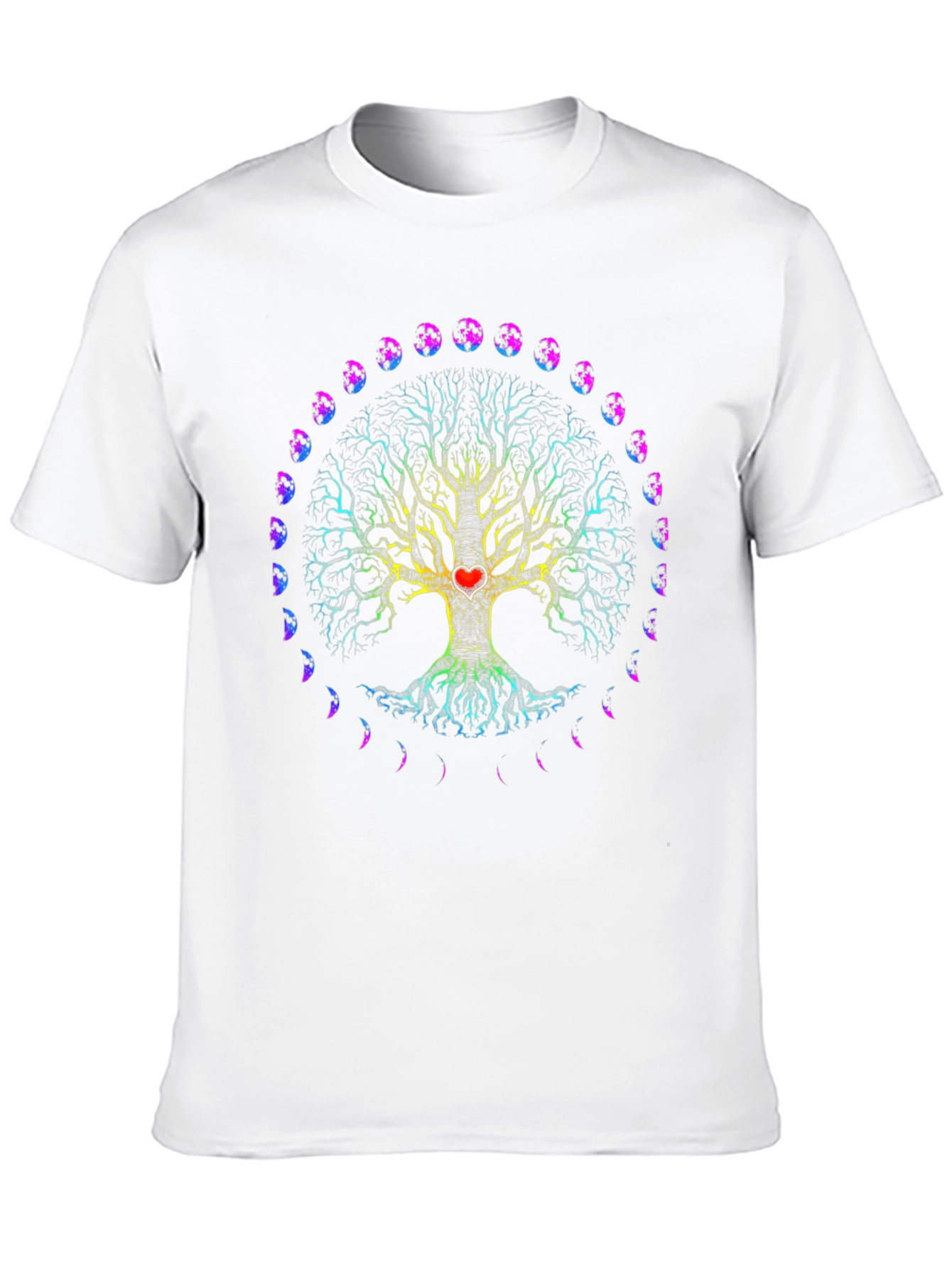 Tree of Life Heart Moon Phases Black T-Shirt