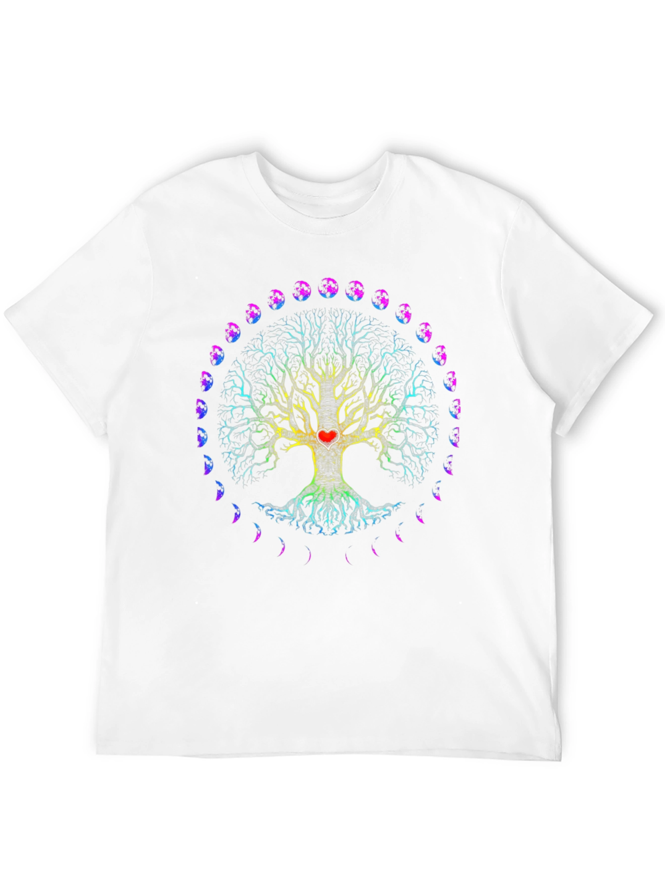 Tree of Life Heart Moon Phases Black T-Shirt