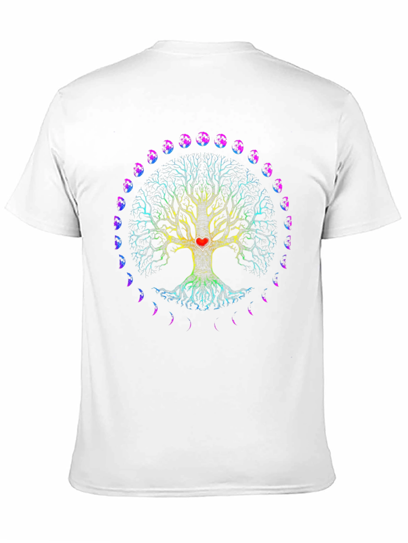 Tree of Life Heart Moon Phases Black T-Shirt