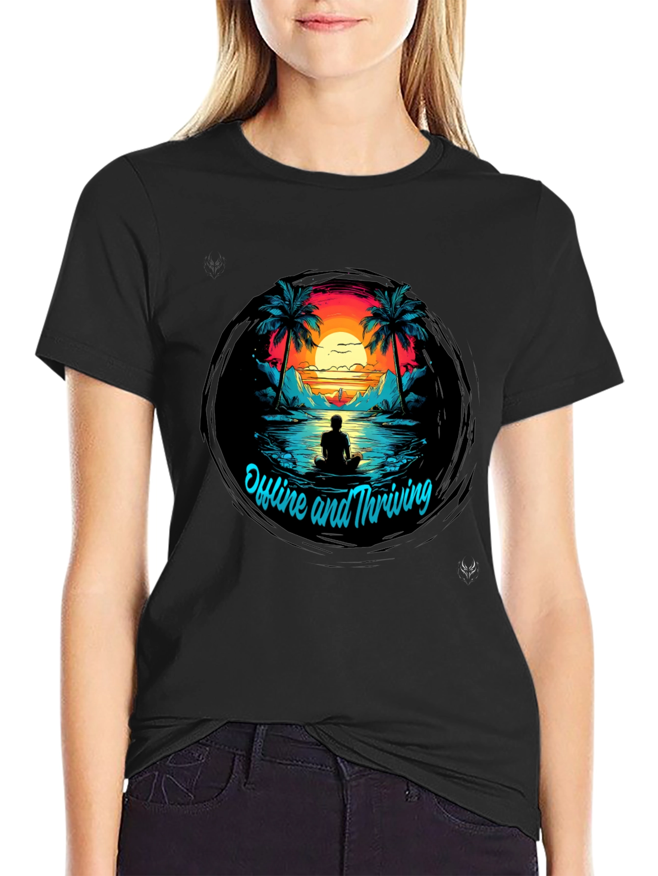 Offline and Thriving Tee - Tropical Meditation Vibe