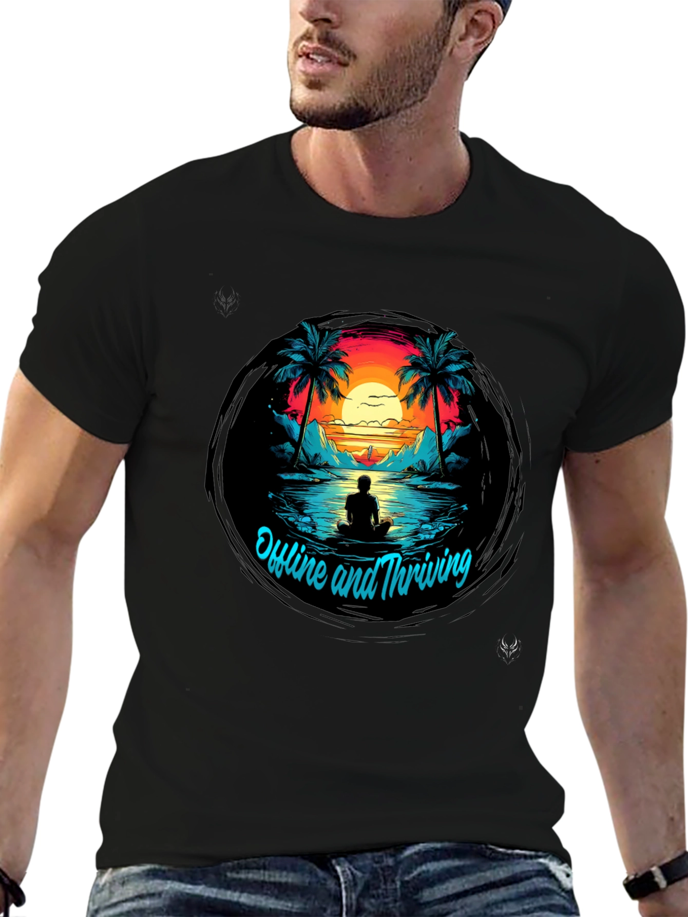 Offline and Thriving Tee - Tropical Meditation Vibe