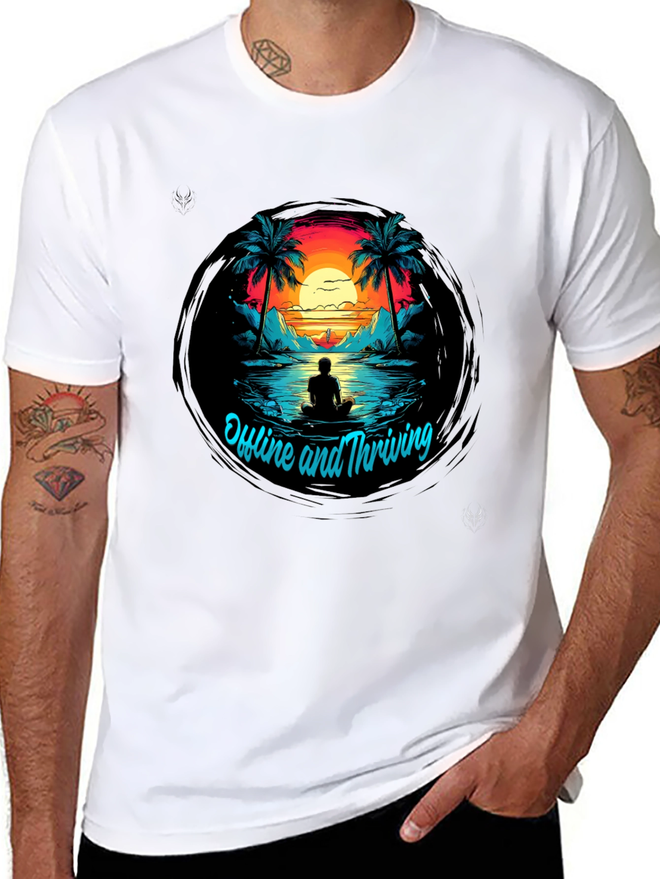 Offline and Thriving Tee - Tropical Meditation Vibe