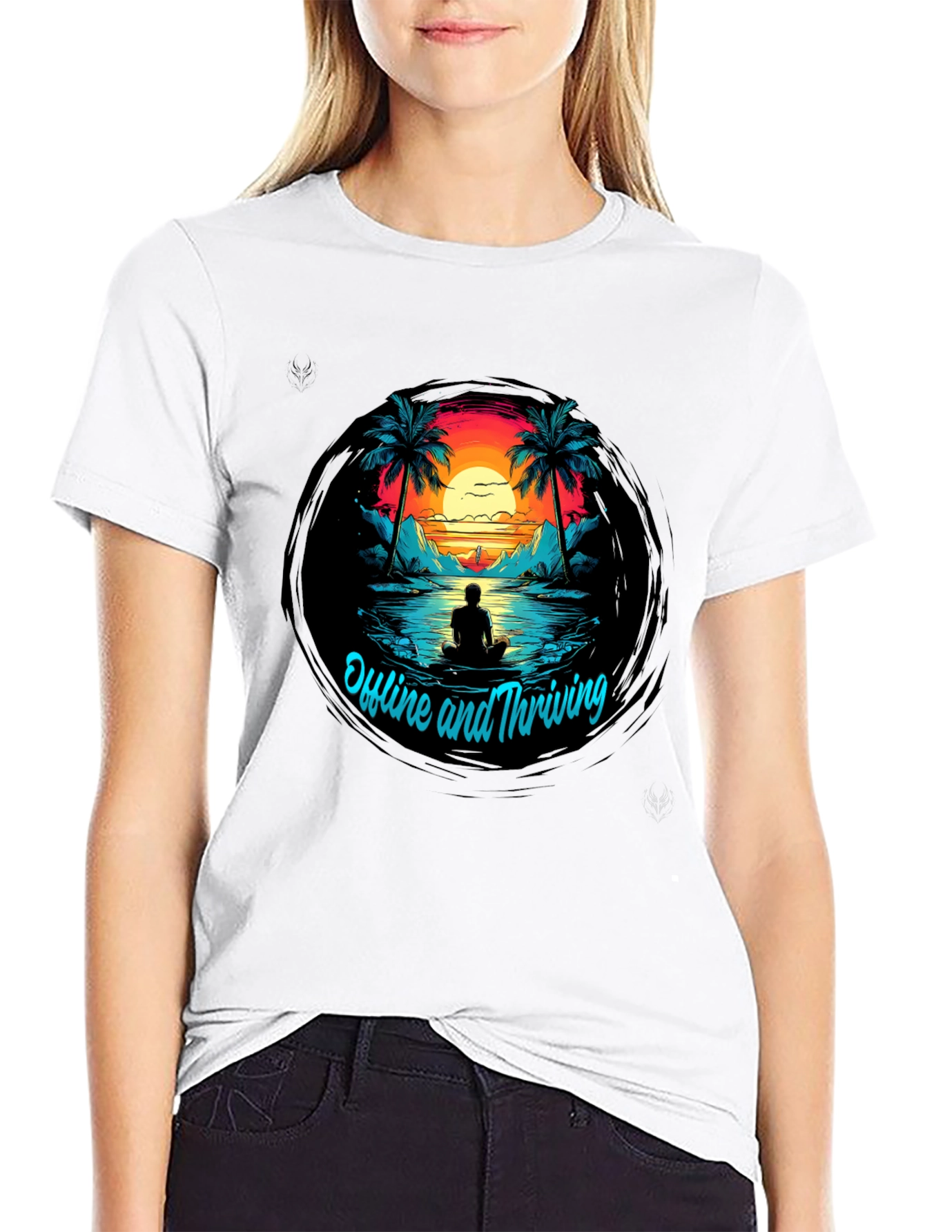 Offline and Thriving Tee - Tropical Meditation Vibe
