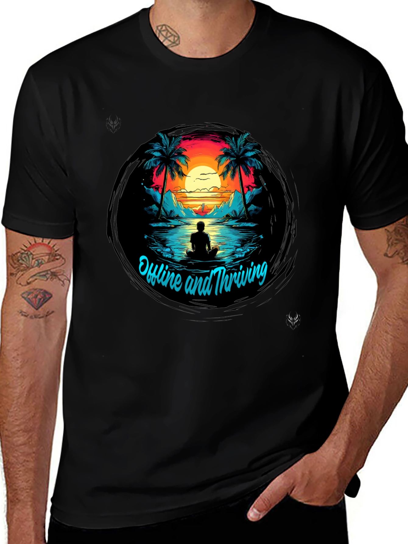 Offline and Thriving Tee - Tropical Meditation Vibe