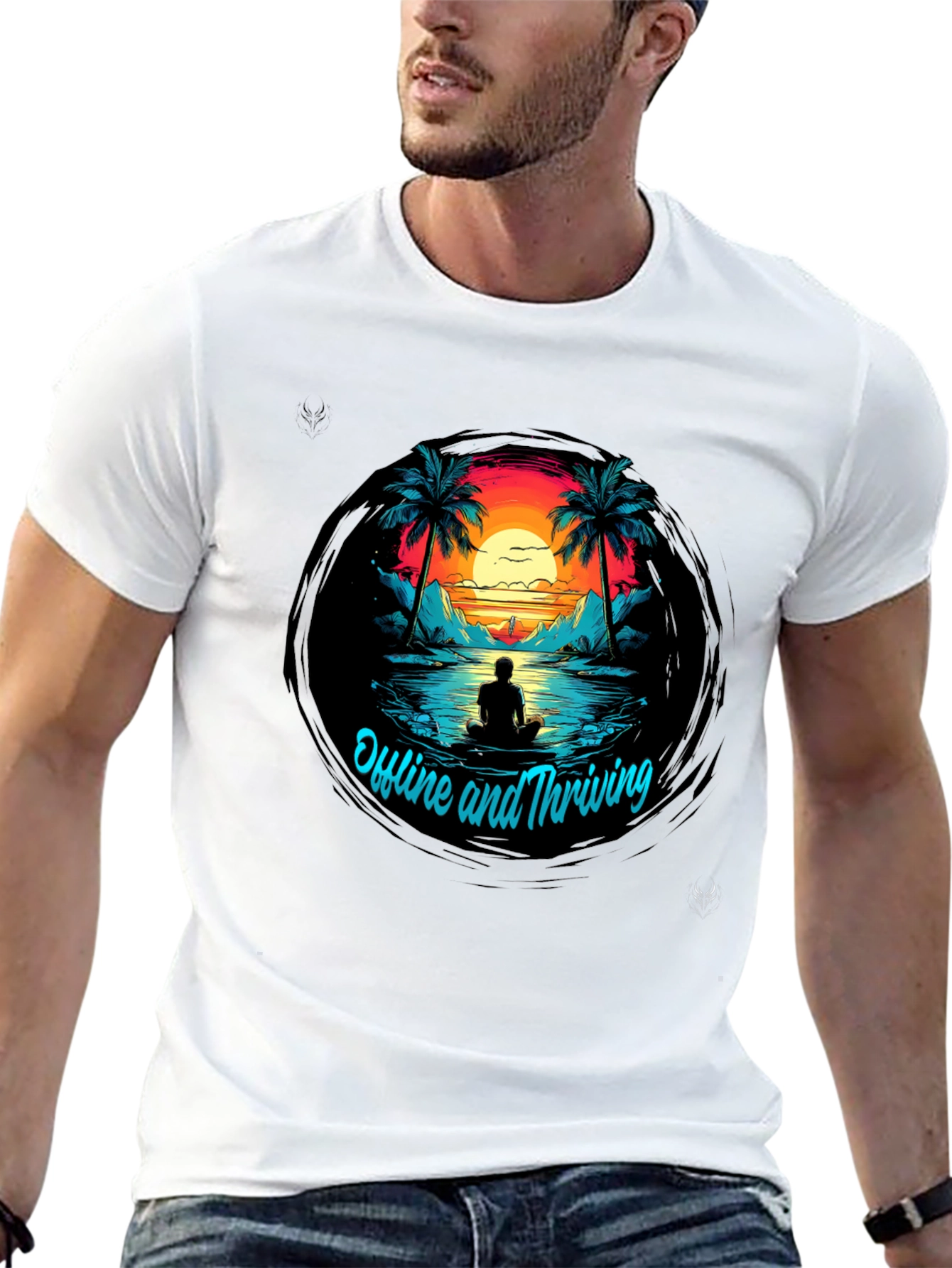 Offline and Thriving Tee - Tropical Meditation Vibe