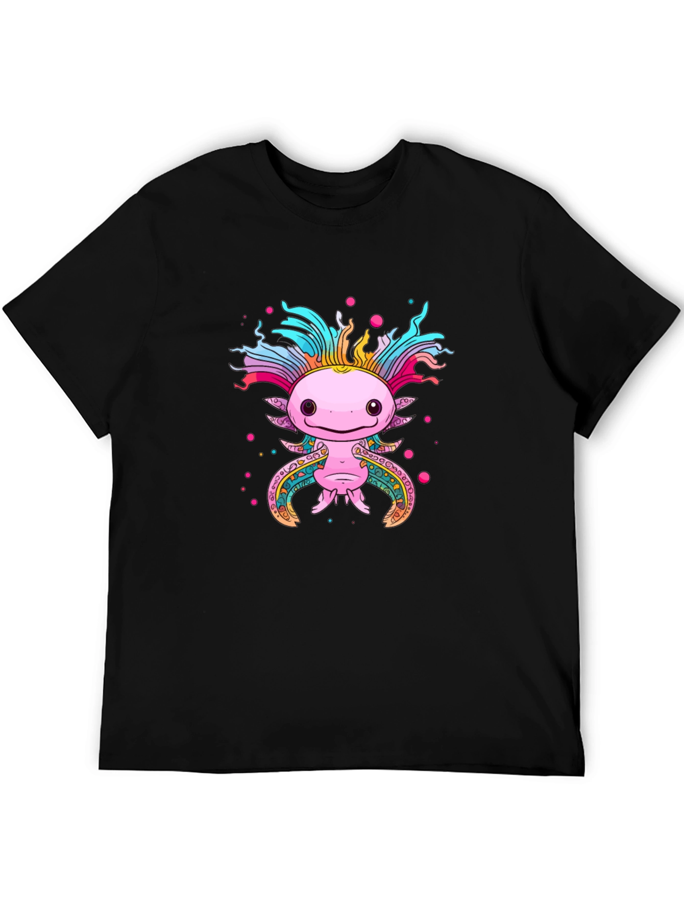 Axolotl Graphic Black T-Shirt Cute Salamander Tee