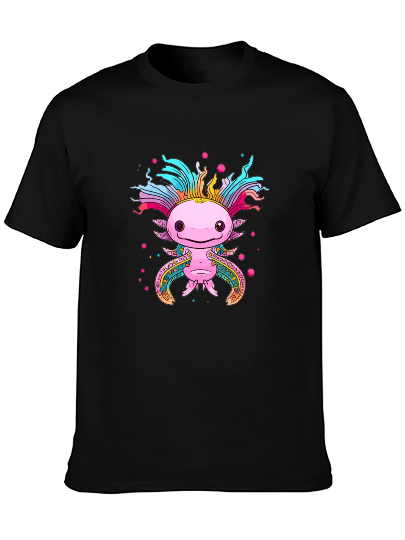 Axolotl Graphic Black T-Shirt Cute Salamander Tee