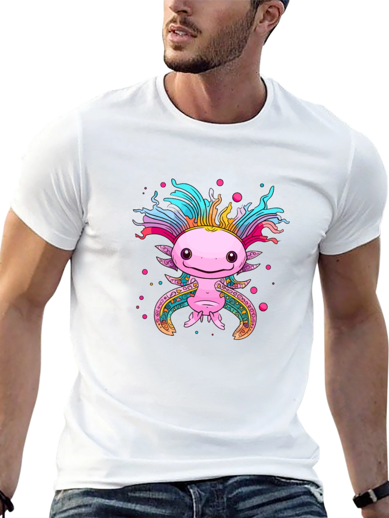 Axolotl Graphic Black T-Shirt Cute Salamander Tee