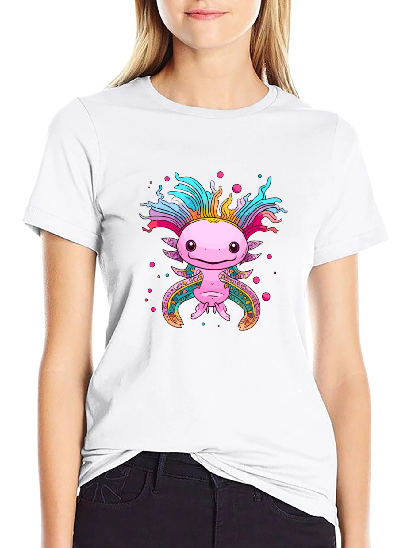 Axolotl Graphic Black T-Shirt Cute Salamander Tee