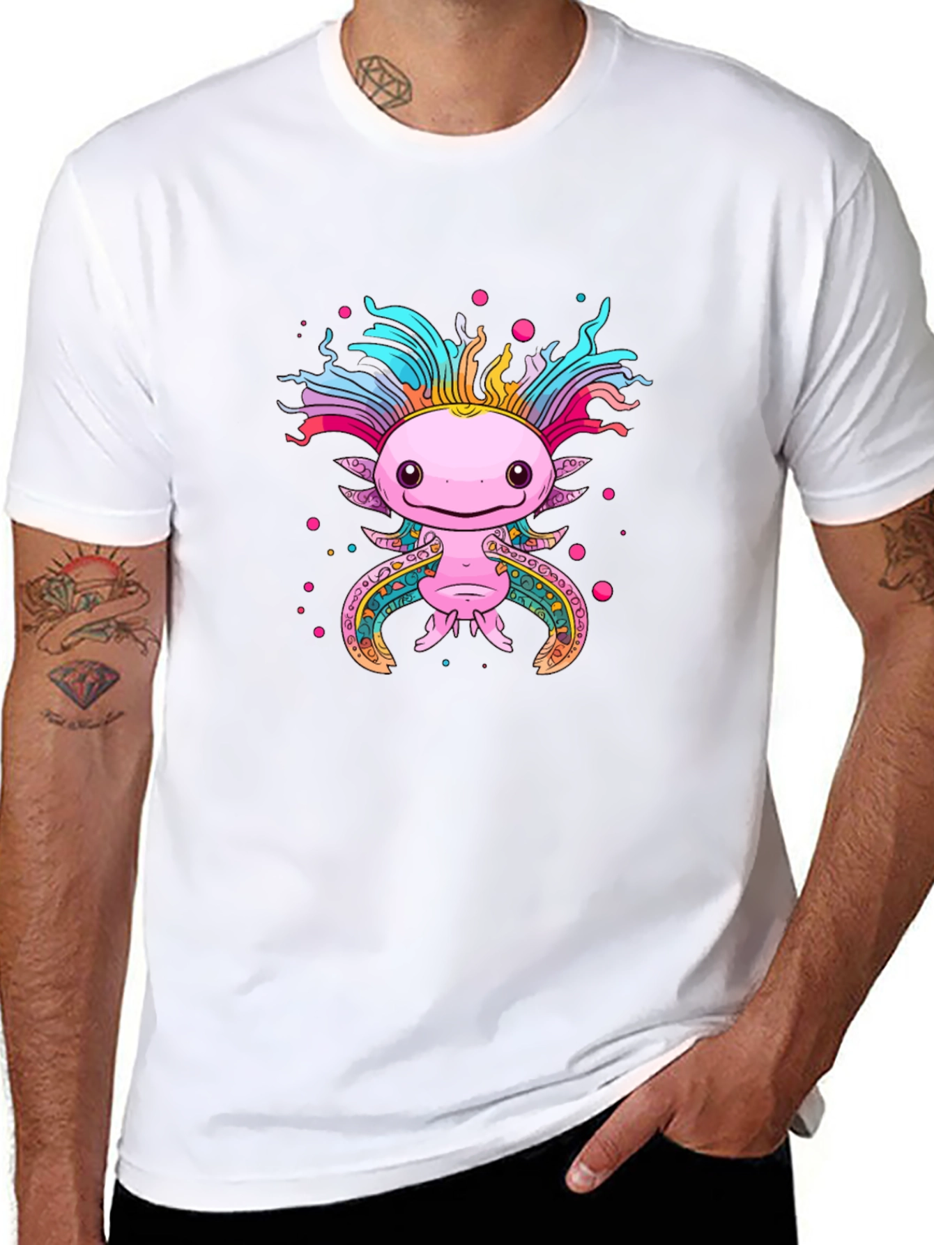 Axolotl Graphic Black T-Shirt Cute Salamander Tee