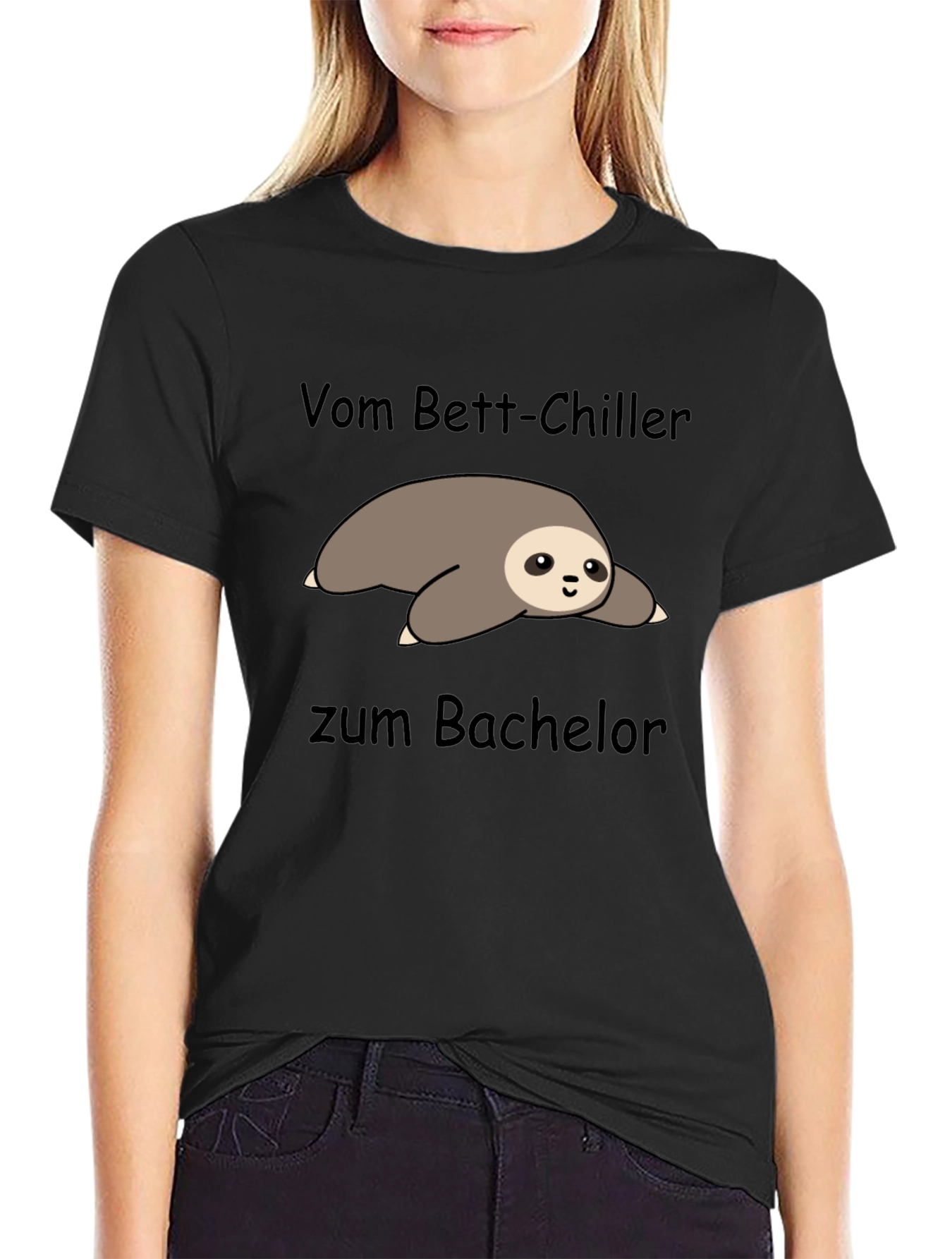 Sloth Bachelor Black T-Shirt