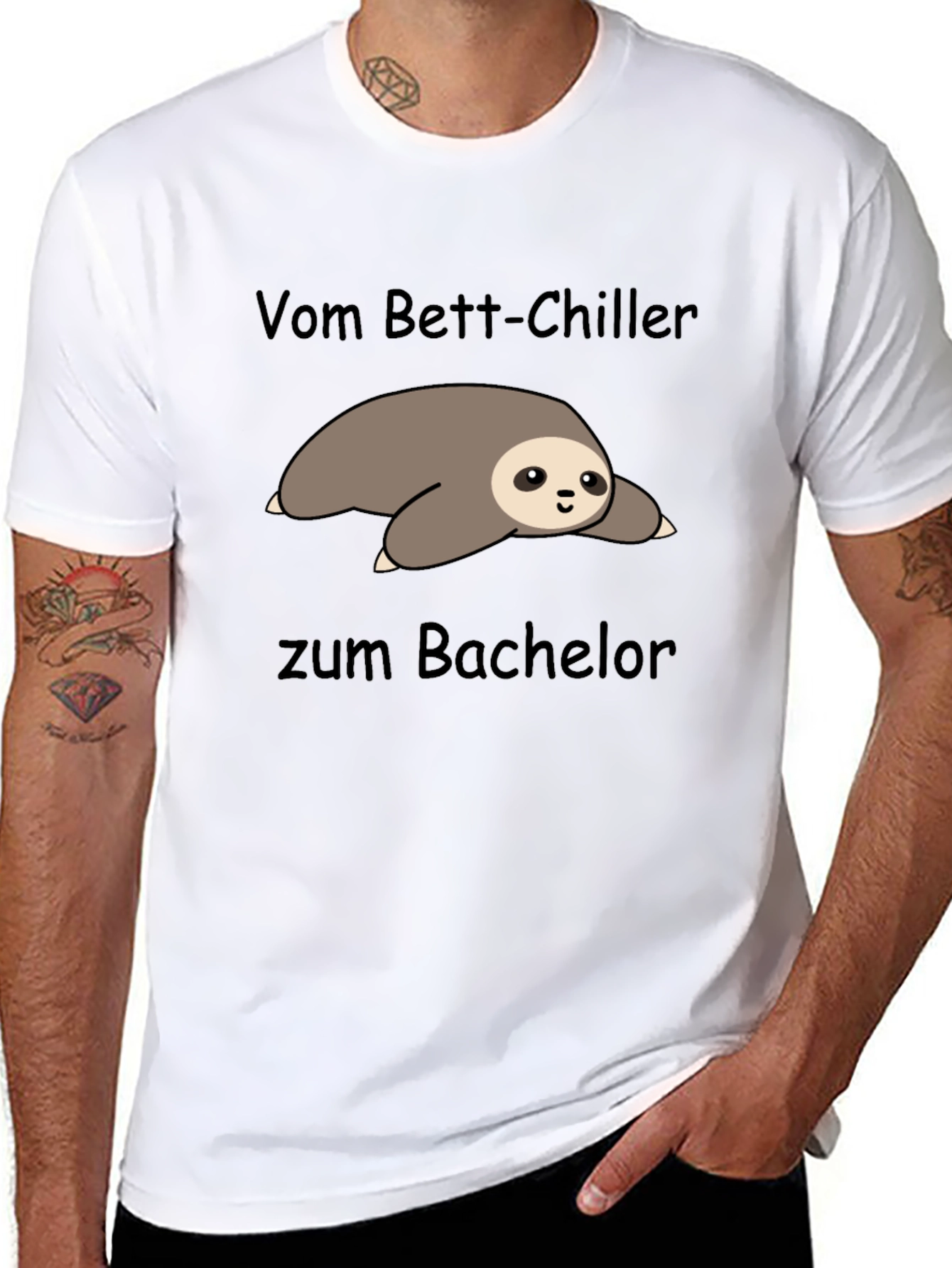 Sloth Bachelor Black T-Shirt