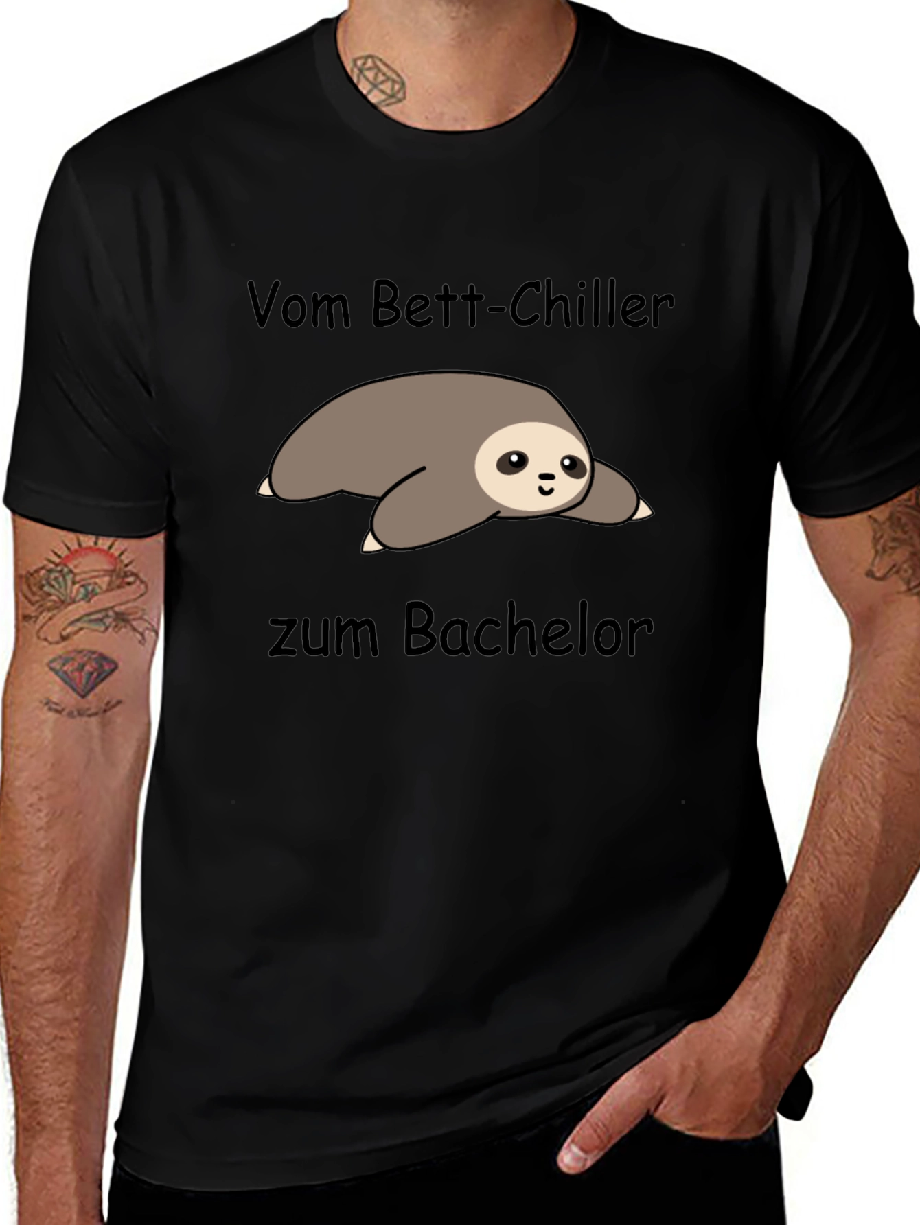 Sloth Bachelor Black T-Shirt