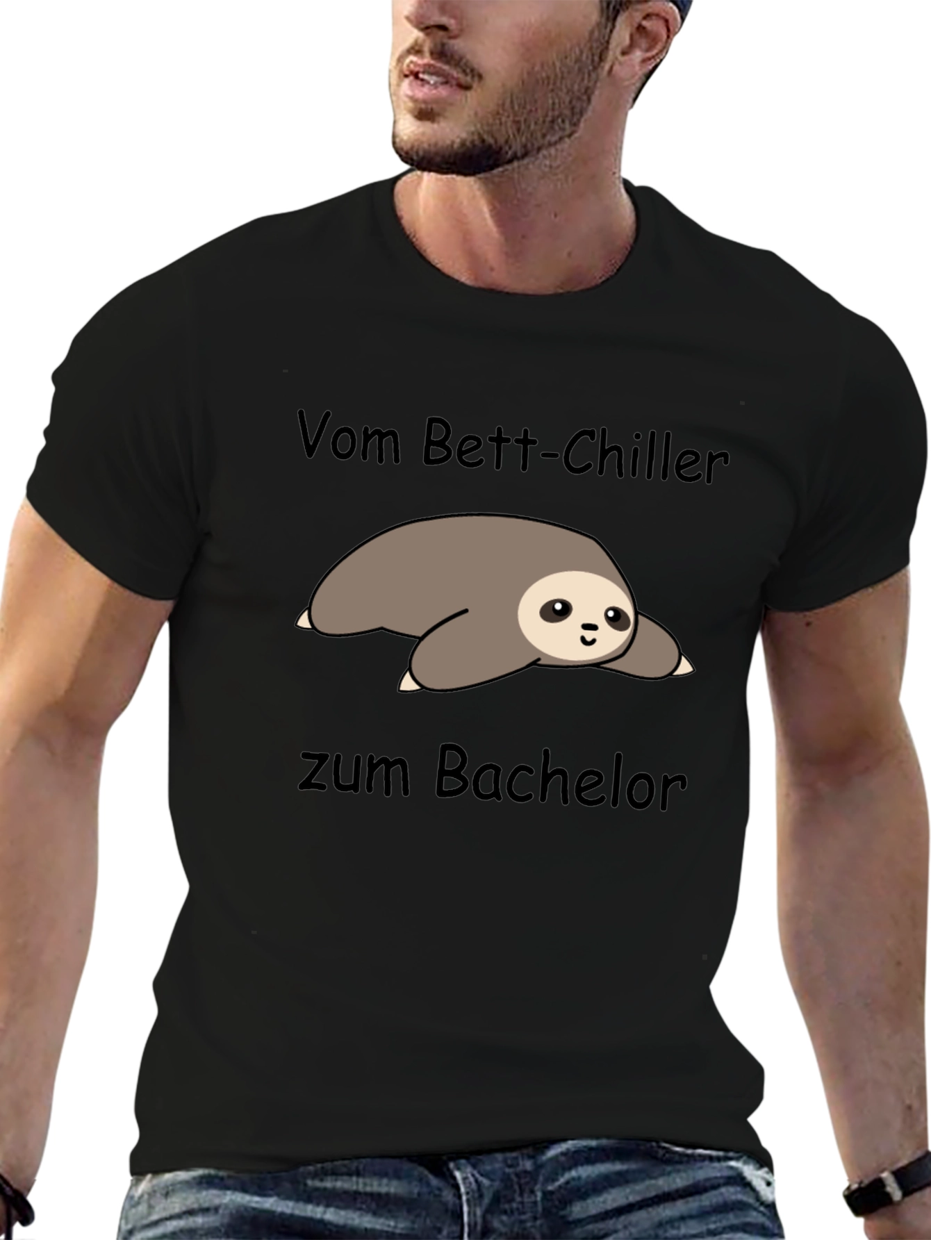 Sloth Bachelor Black T-Shirt