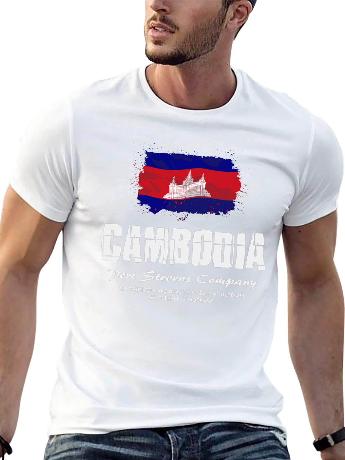Cambodia Flag Graphic Tee - Port Stevens Company