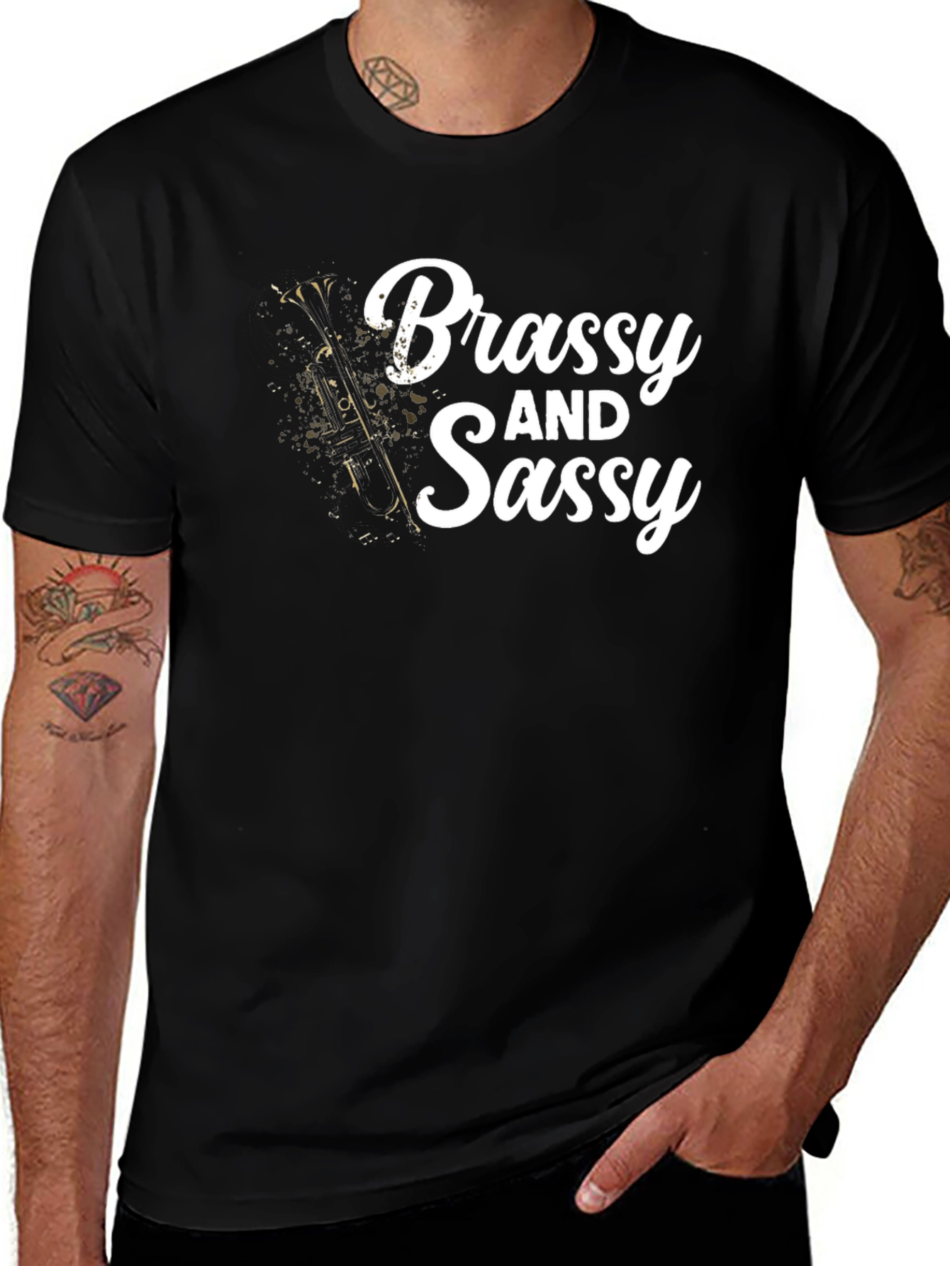 Brassy and Sassy Mens Black Graphic T-Shirt