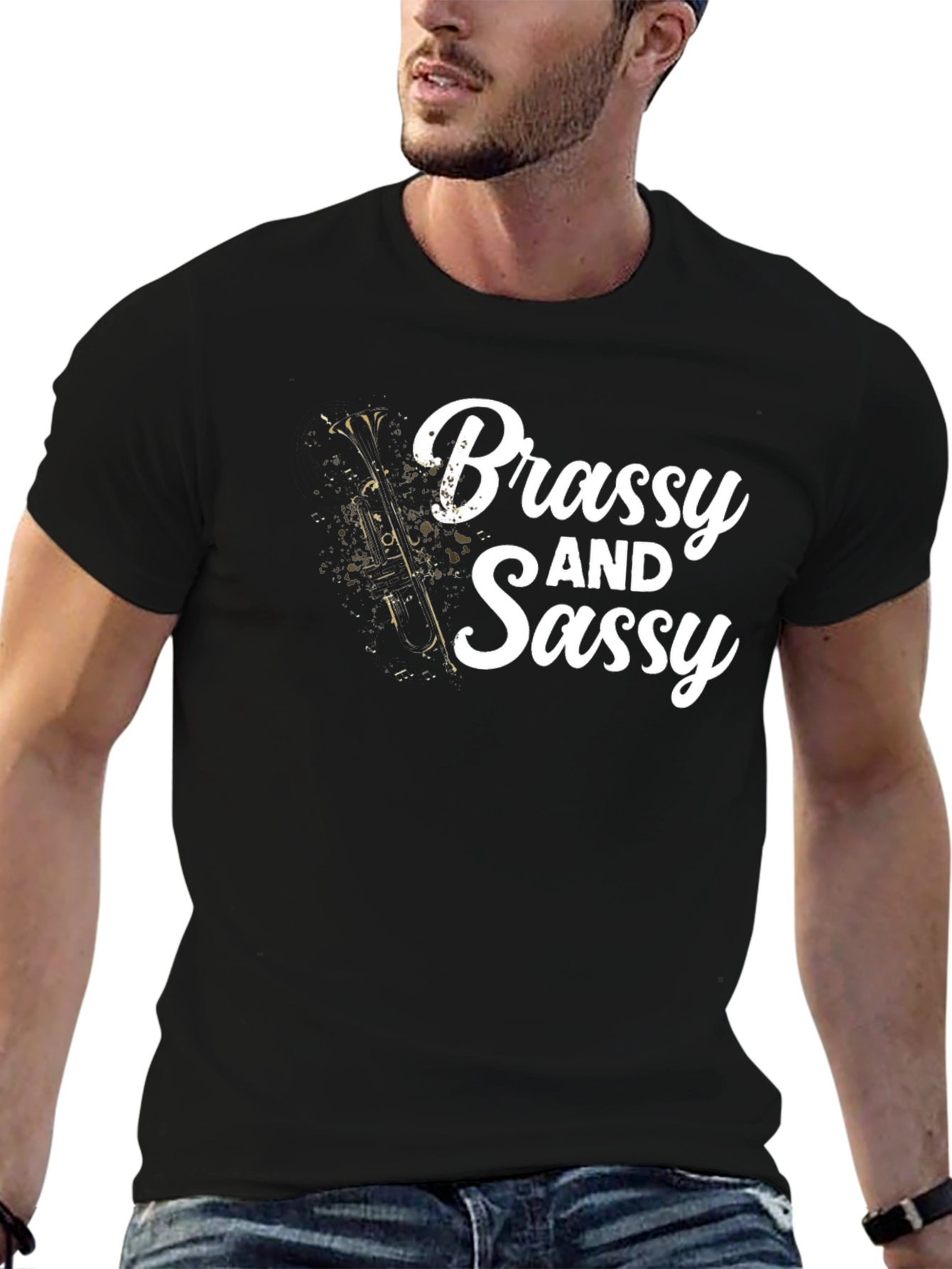 Brassy and Sassy Mens Black Graphic T-Shirt