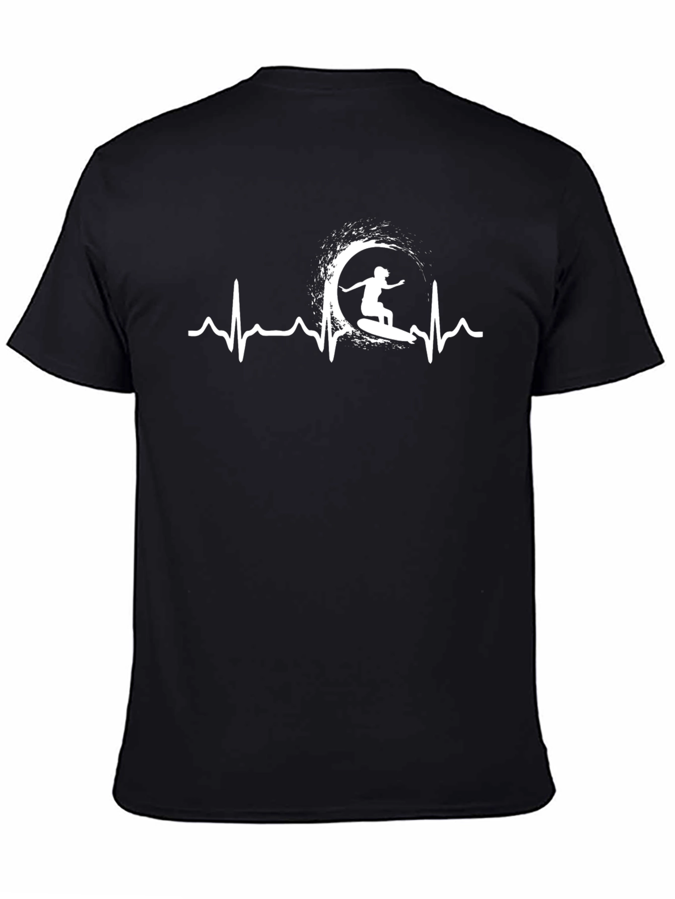 Surfing Heartbeat Graphic Tee - Black