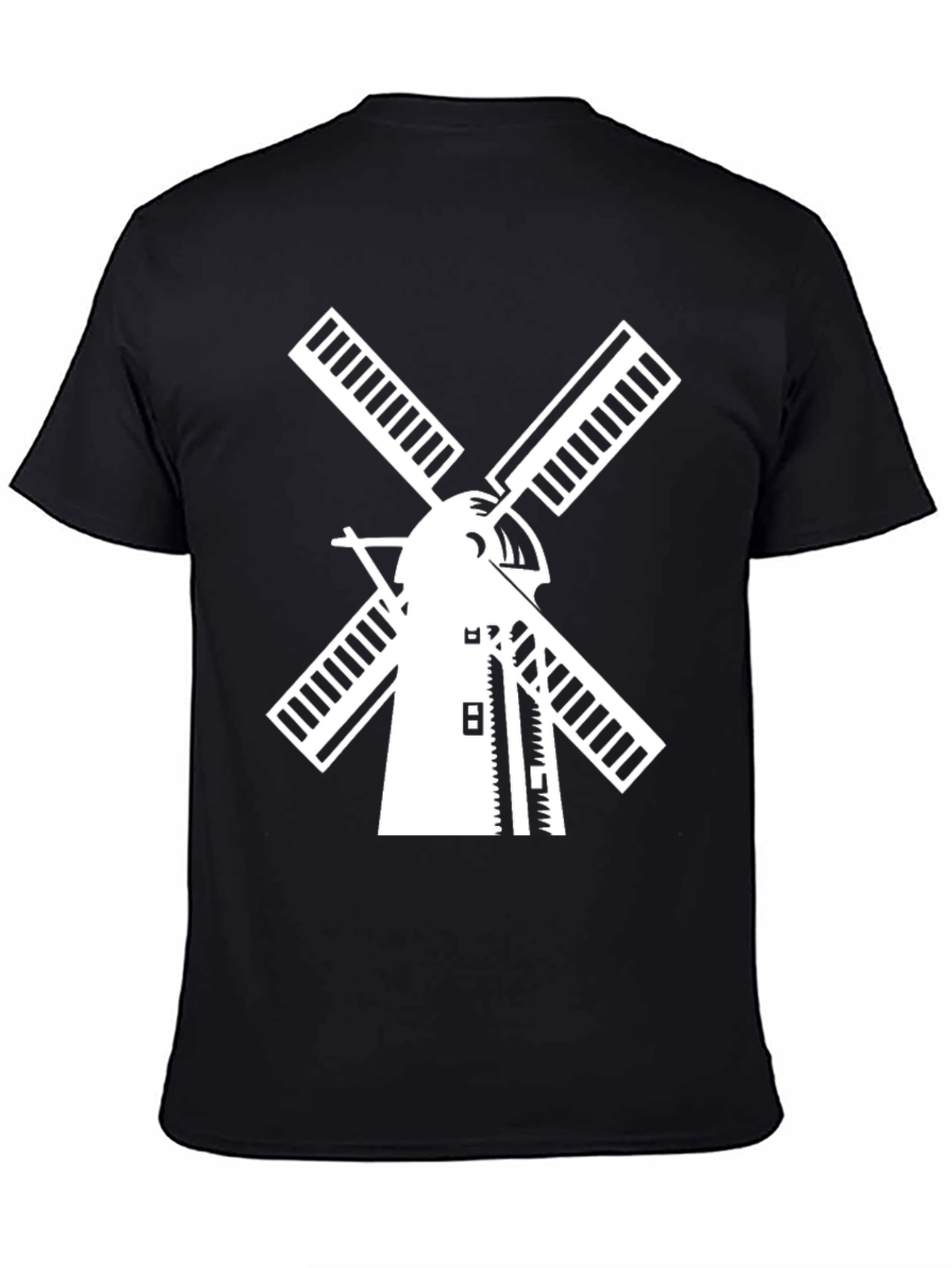 Dutch Windmill Graphic Tee - Black Cotton T-Shirt