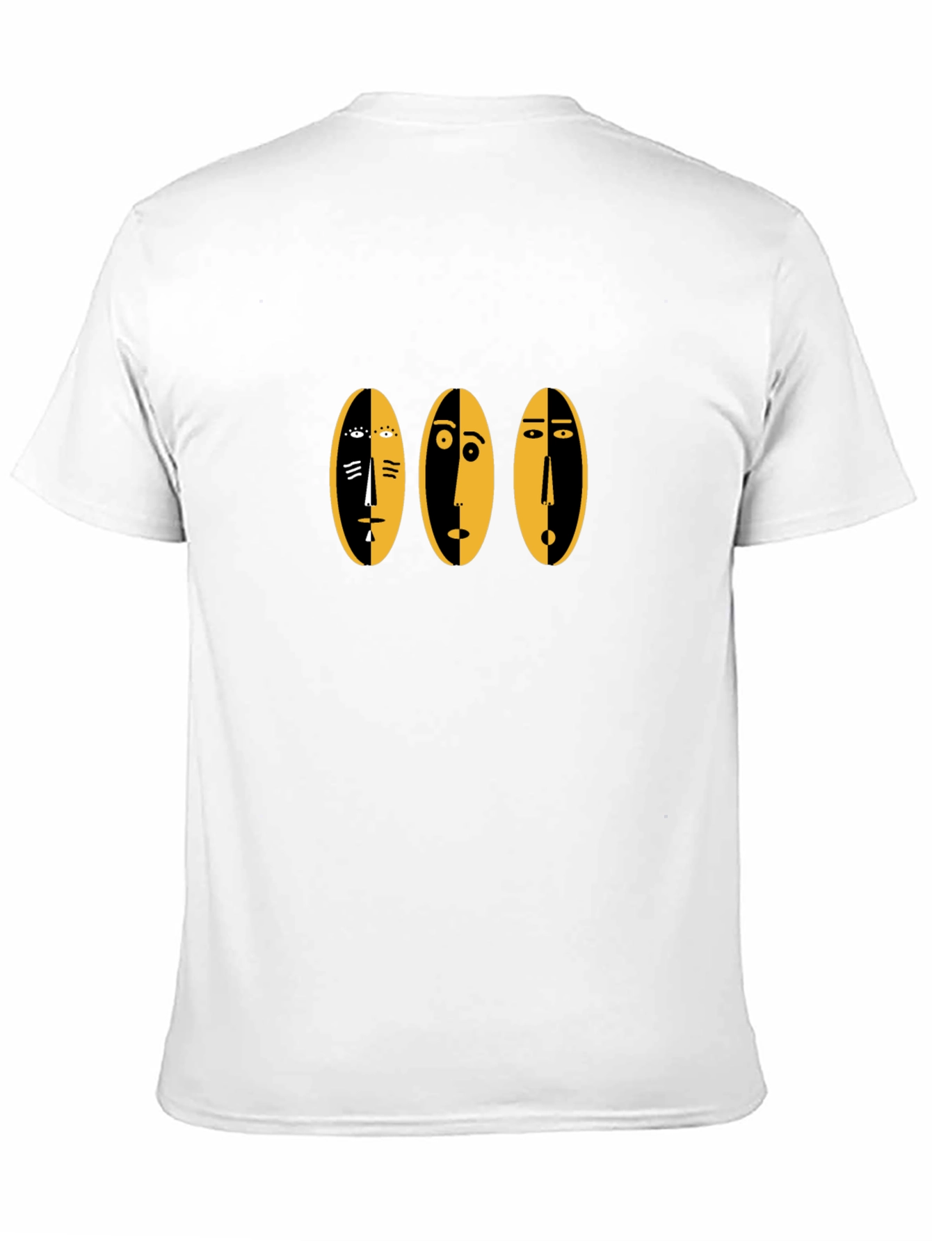 Abstract Faces Graphic Tee - Black Cotton Casual Shirt