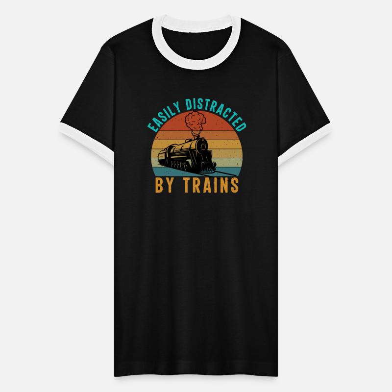 Easily Distracted By Trains Lover Funny